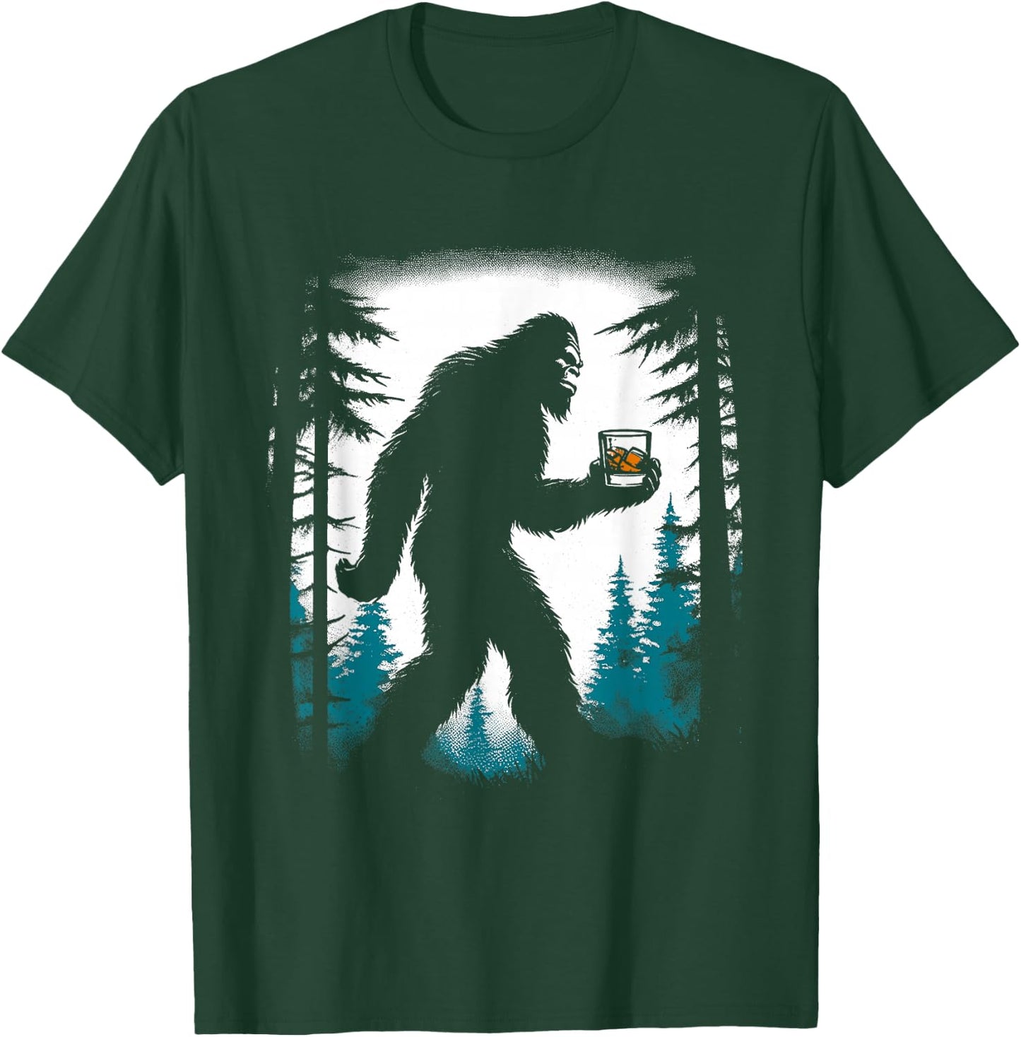 Bigfoot Drinking Whiskey - Funny Bigfoot Sasquatch Lover T-Shirt - T-Shirt | Forest