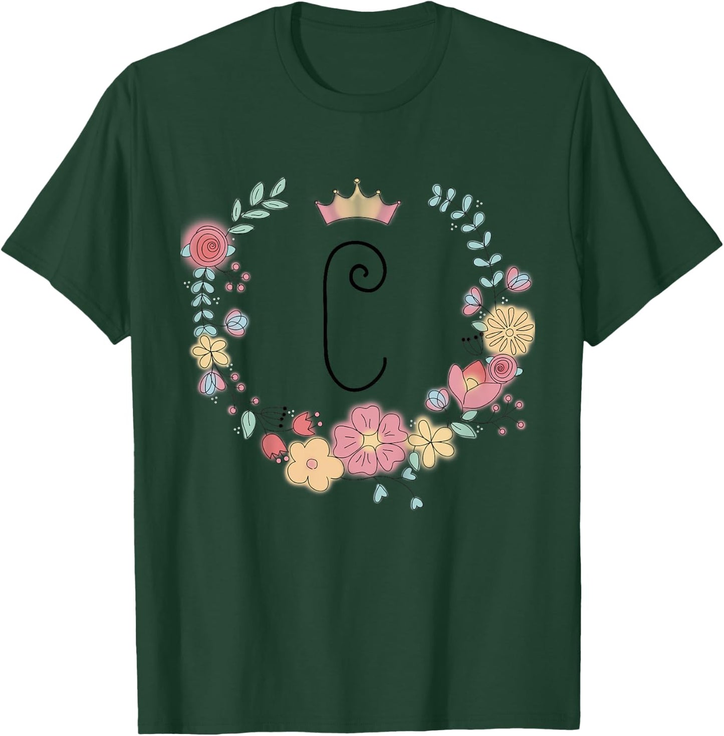 Enfant Cadeau personalisé pour fillettes thème princesses lettre C T-Shirt - T-Shirt | Forest