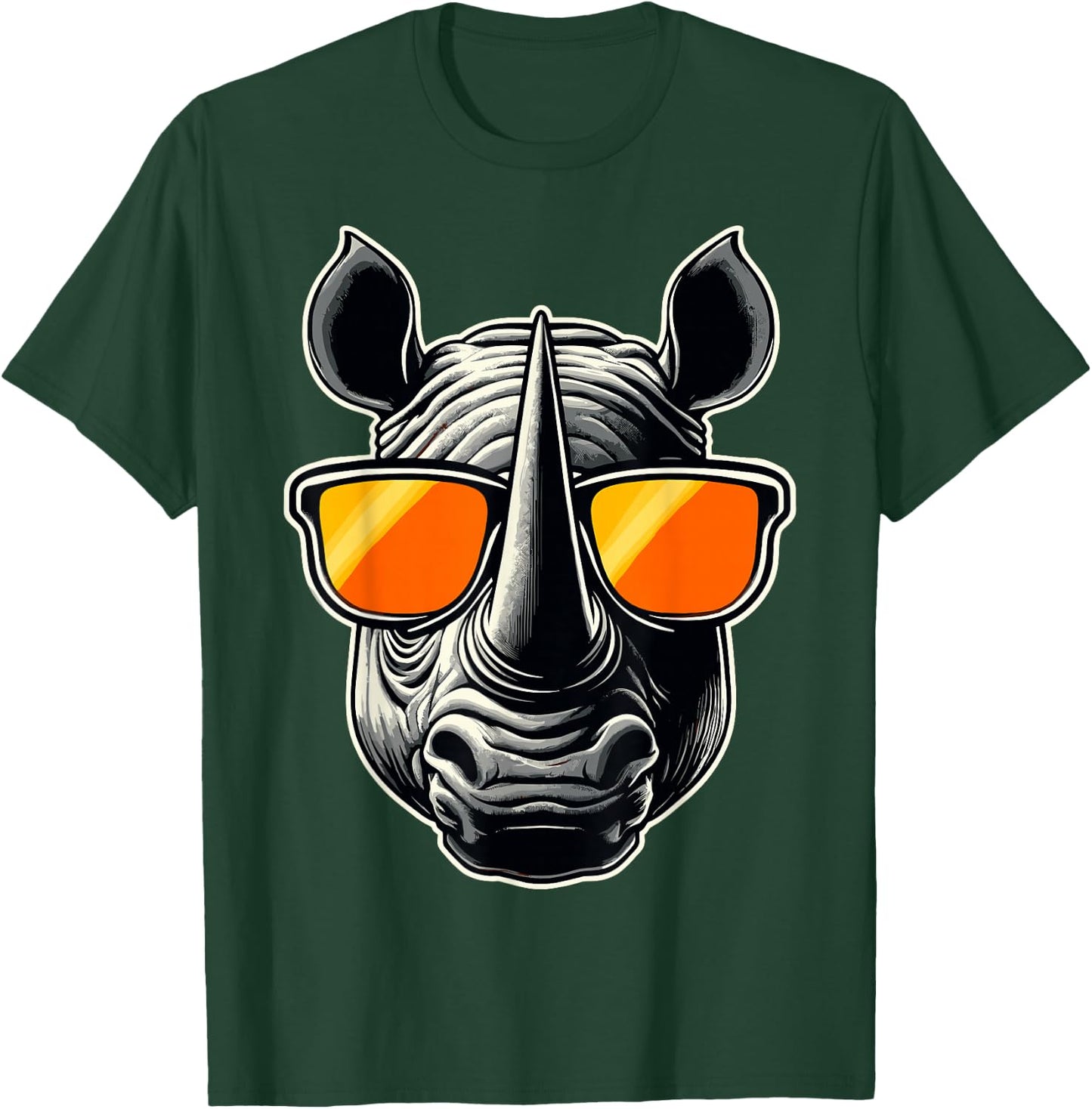 Magical and Funny Rhino lover Gifts Adult Classic Fit Black Animal Print T-Shirt - T-Shirt | Forest