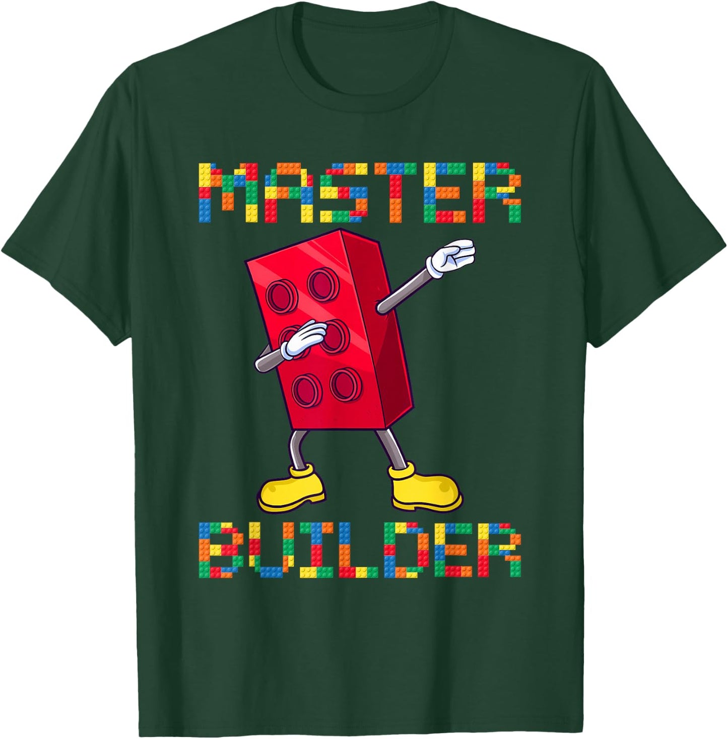 Dabbing Blocks Bricks Building Kids Boys Fun Master Builder T-Shirt - T-Shirt | Forest