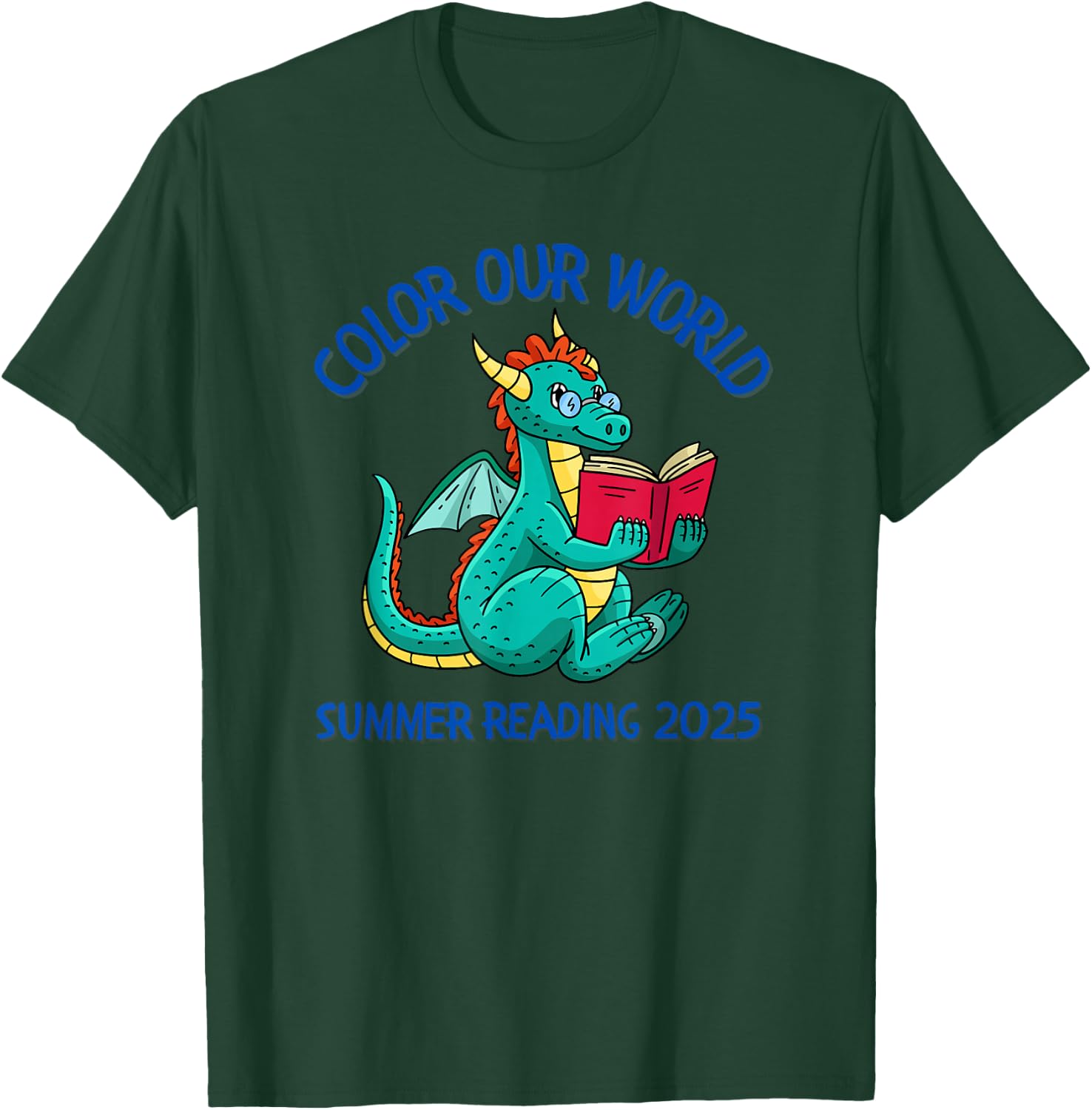 Color Our World Summer 2025 Summer Reading Program Dinosaur T-Shirt - T-Shirt | Forest