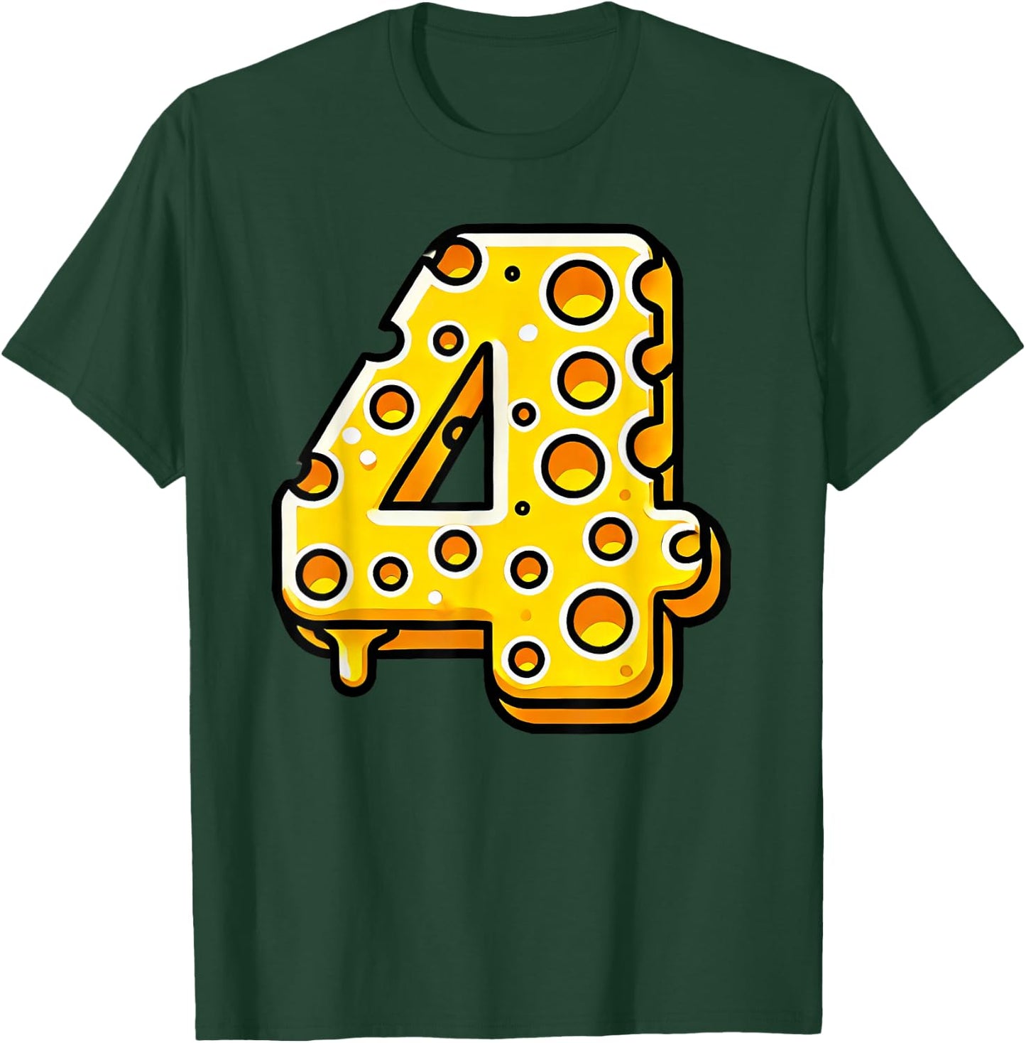 Happy 4th Birthday Cheese 4 Years Old Number Boys Girls Kids T-Shirt - T-Shirt | Forest