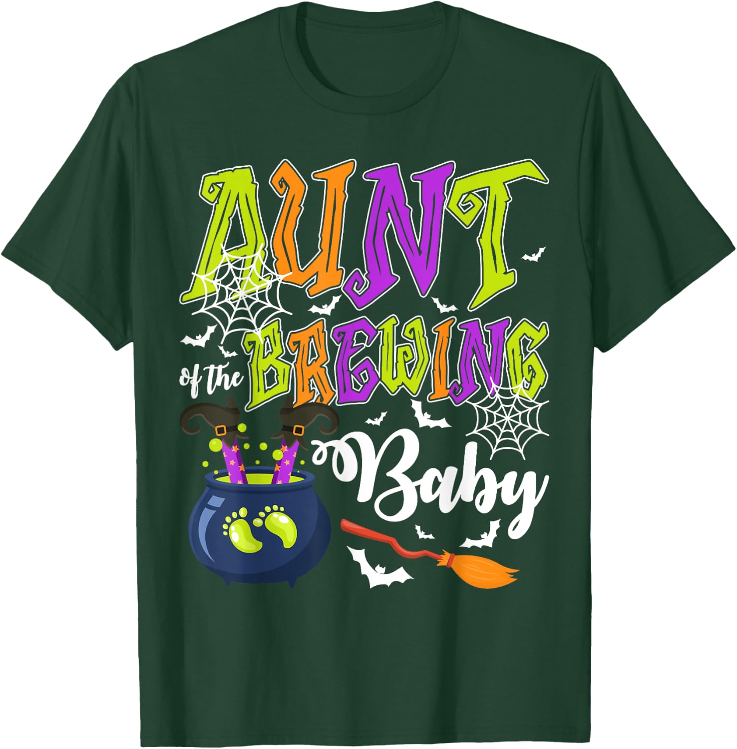 Aunt of Brewing Baby Matching Family Halloween Baby Shower T-Shirt - T-Shirt | Forest