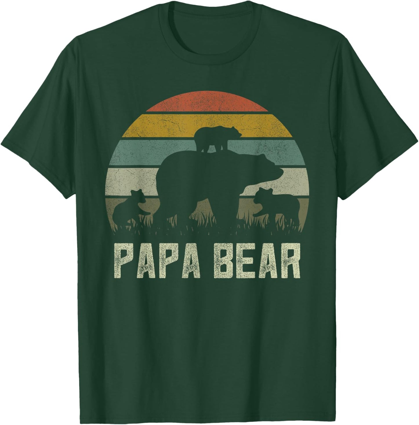Lustige Papa Bär Shirts, Cub 3 Kinder Vatertag Opa T-Shirt - T-Shirt | Forest
