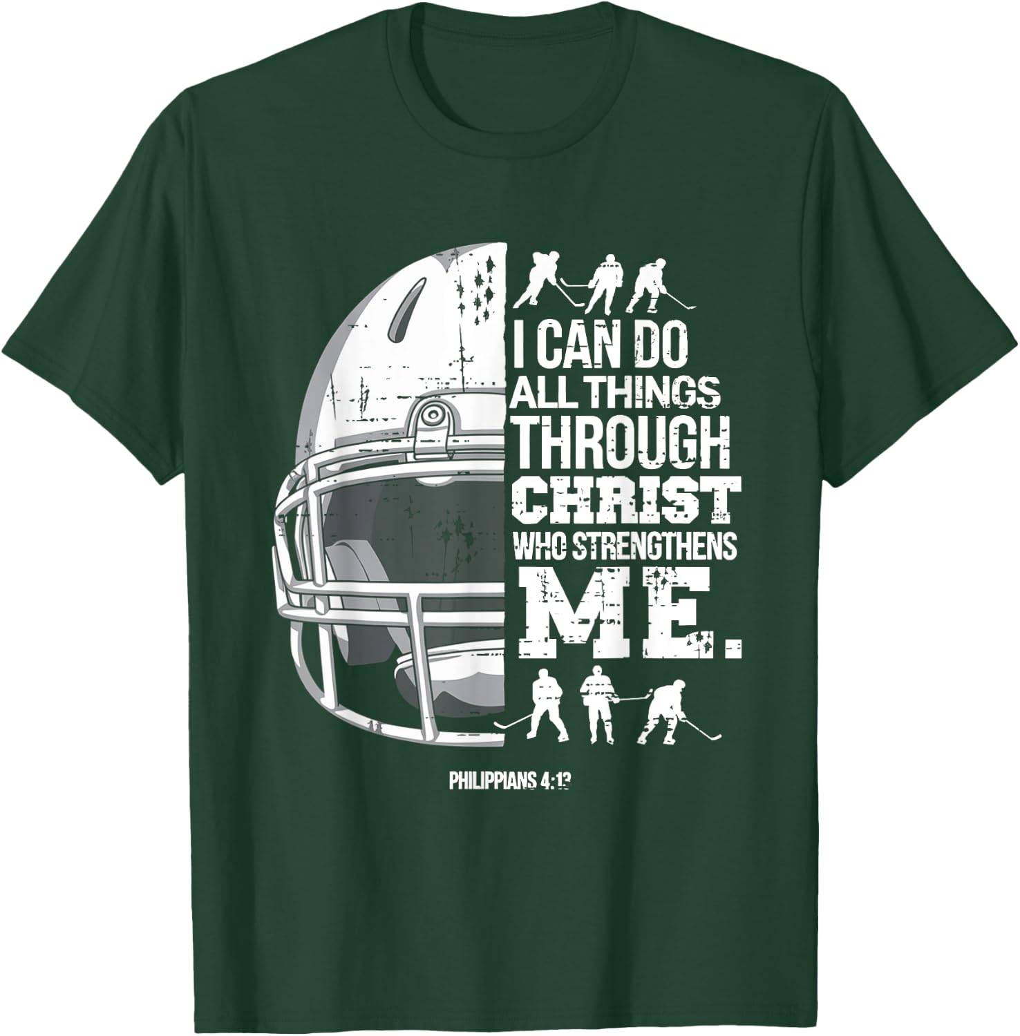 Christian Hockey I Can Do All Things Religious Faith T-Shirt - T-Shirt | Forest