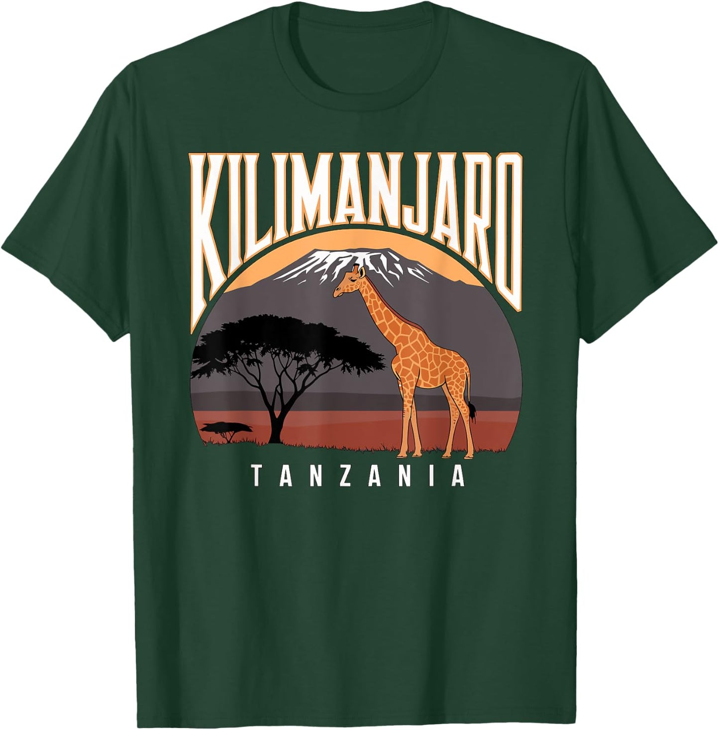 Kilimanjaro Tanzania, Fun Africa Safari Giraffe , Black, S T-Shirt - T-Shirt | Forest