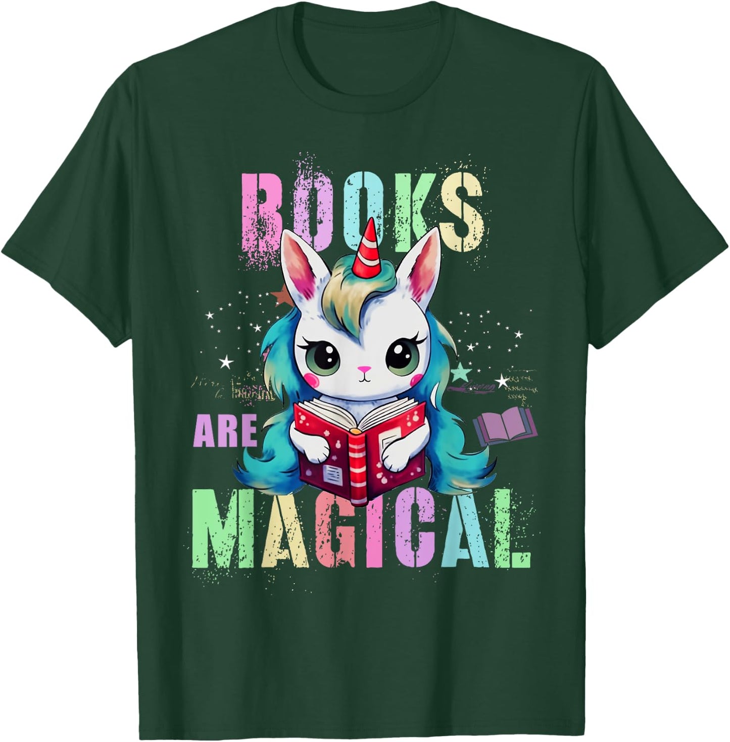 Cute BOOKS ARE MAGICAL Unicorn School Library Squad Reading T-Shirt - T-Shirt | Forest