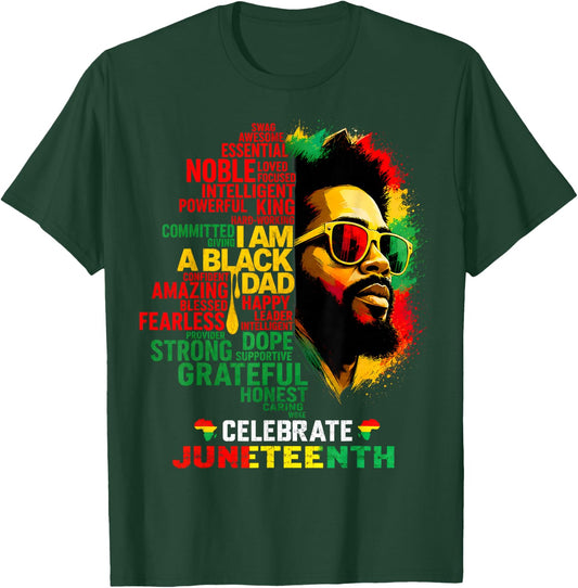 Juneteenth Father's Day Black Dad Happy Holiday Celebration T-Shirt - T-Shirt | Forest