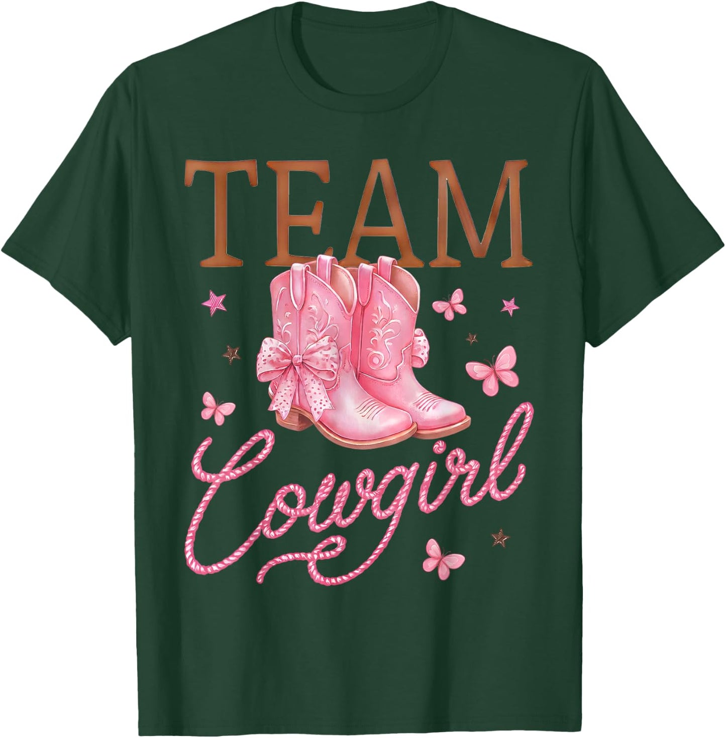 Cowboy Or Cowgirl Team Girl Boy Western Gender Reveal Family T-Shirt - T-Shirt | Forest