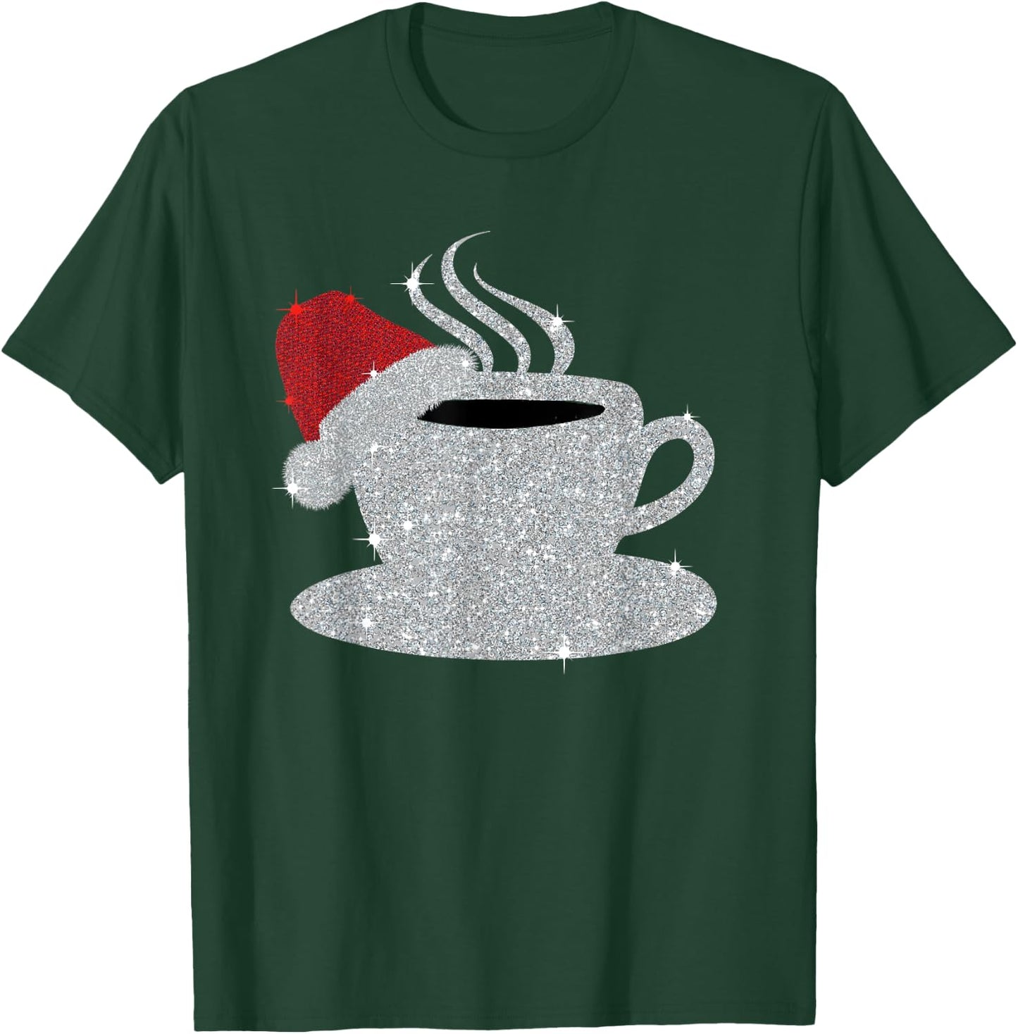 Christmas Hot Coffee Cup Santa's Hat Xmas Holidays Gift T-Shirt - T-Shirt | Forest