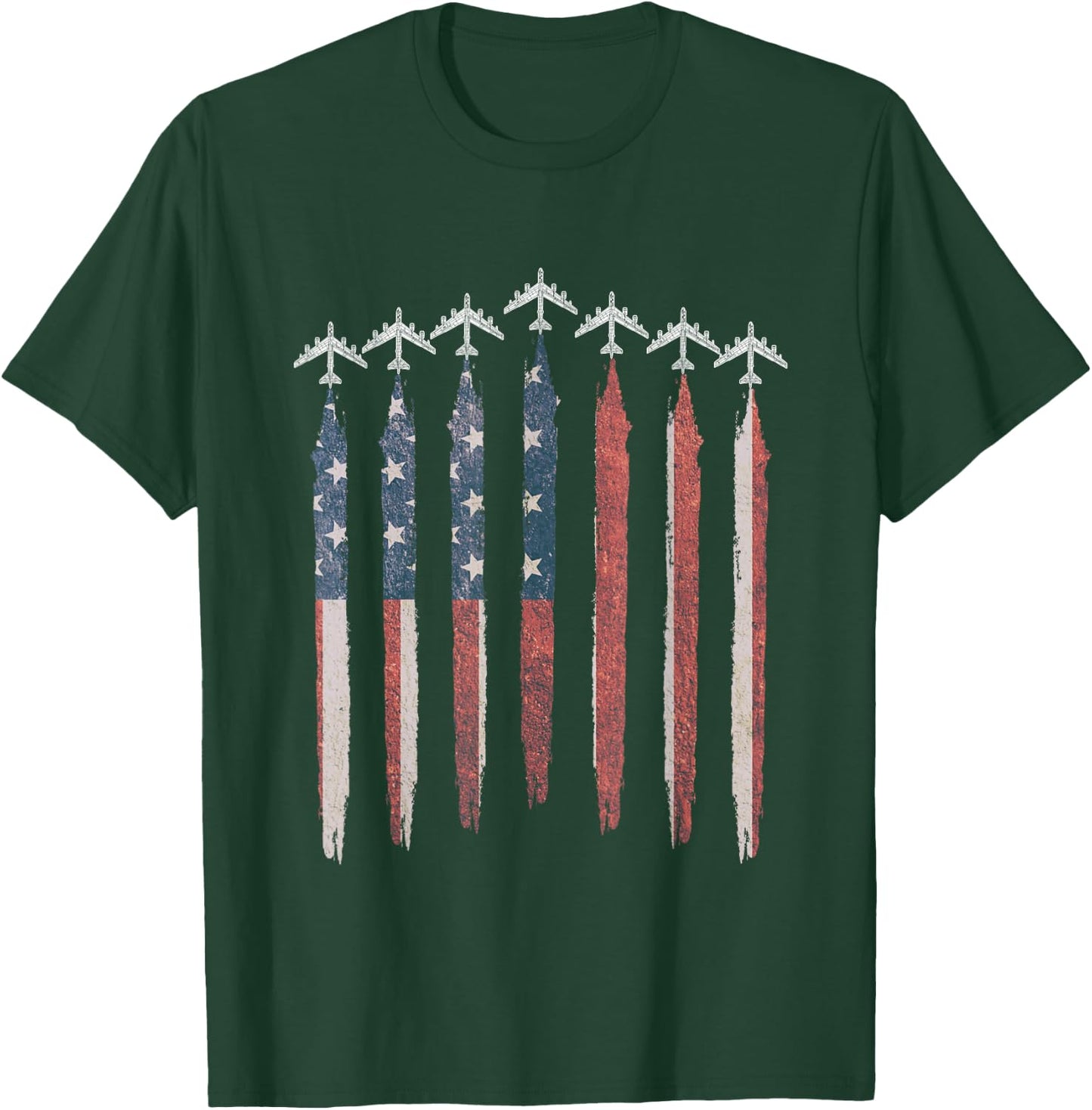 B-52 Stratofortress Bomber Airplane USA Flag B-52 July 4th T-Shirt - T-Shirt | Forest