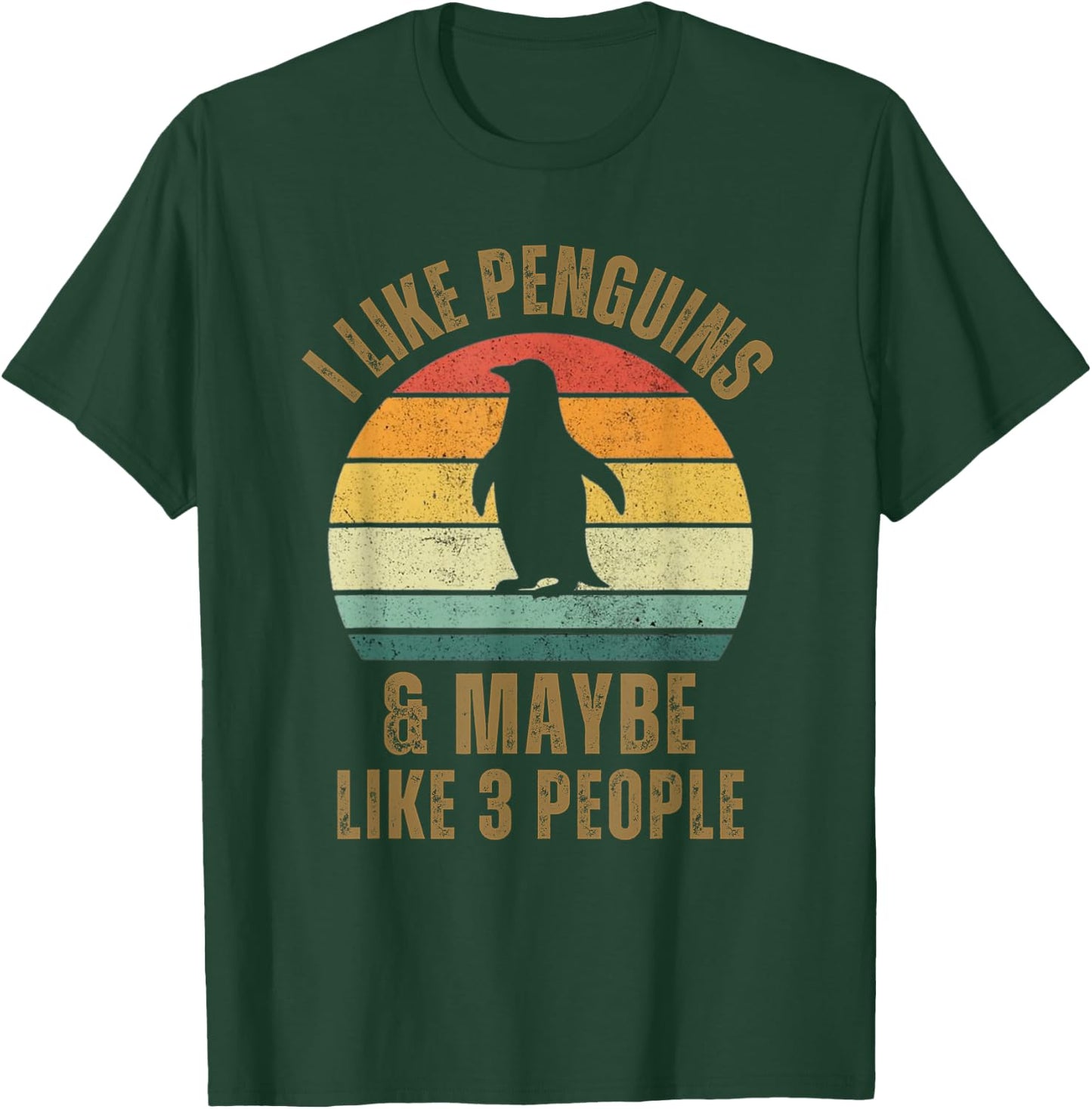 I Like Penguins and Maybe Like 3 People Funny Retro Penguin T-Shirt - T-Shirt | Forest