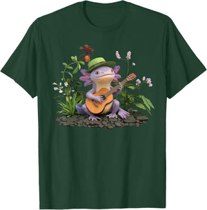 Axolotl Birthday Party Favors Playing Banjo Axolotl Party T-Shirt - T-Shirt | Forest