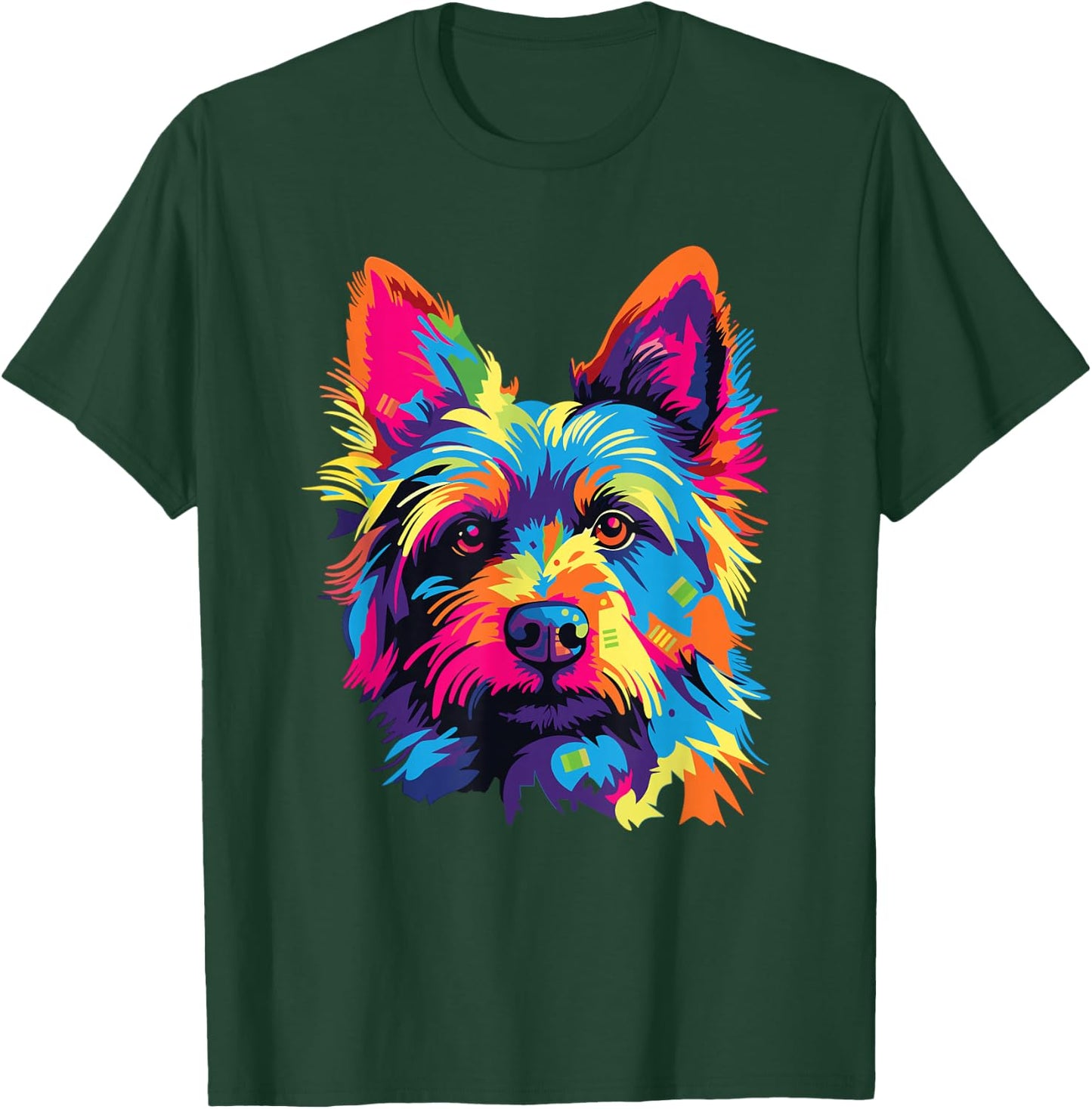 Watercolor Colorful Australian Terrier Dog T-Shirt - T-Shirt | Forest