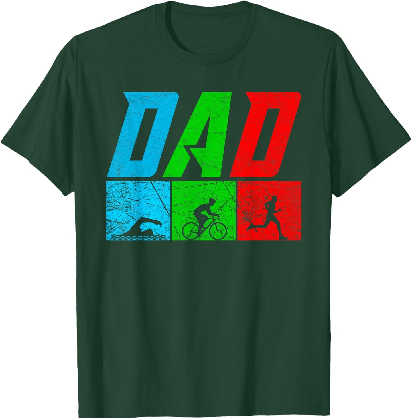 Fathers TRIATHLON DAD Triathletics Funny Triathlete T-Shirt - T-Shirt | Forest