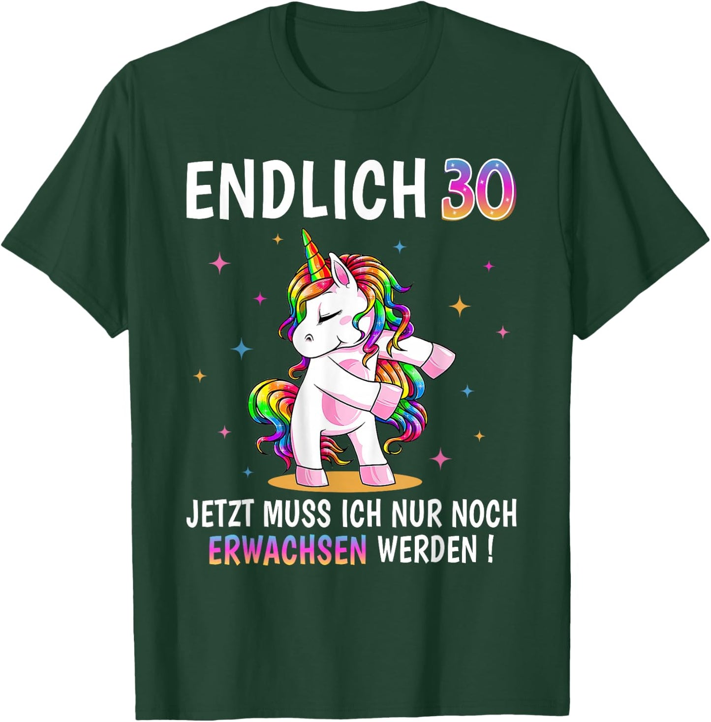30th Birthday Woman Women Party Outfit Funny Unicorn , black T-Shirt - T-Shirt | Forest