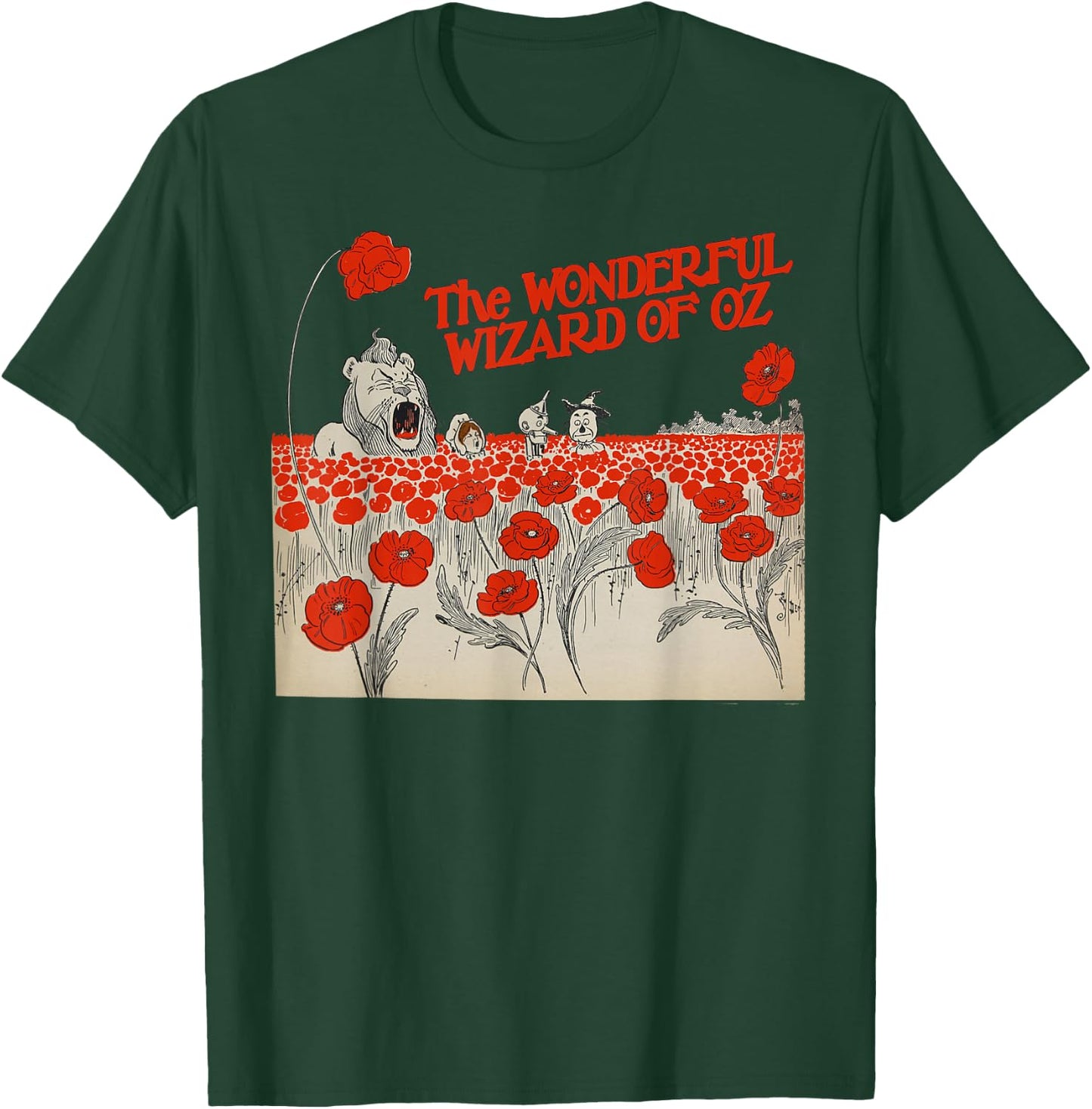 Poppy Field Tin Man Lion Scarecrow Toto Dorothy Wizard of OZ T-Shirt - T-Shirt | Forest
