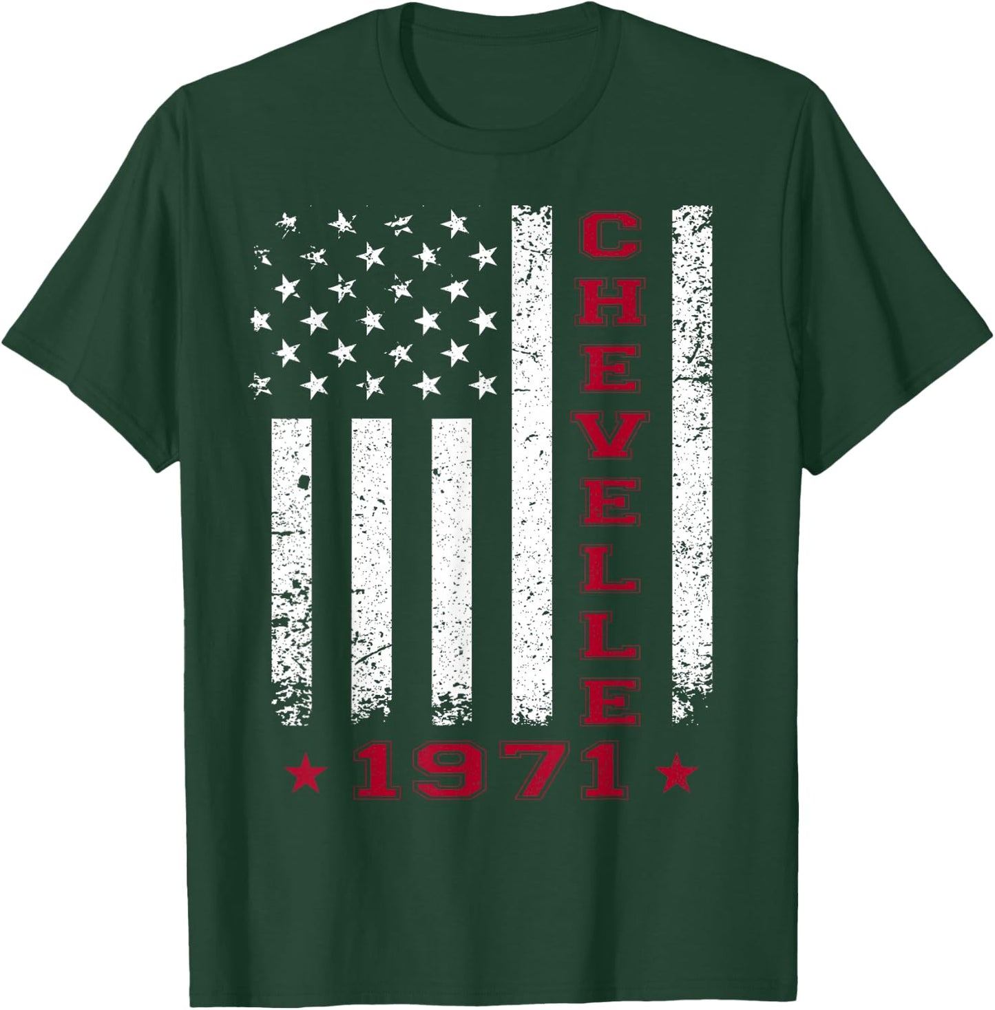 American Flag Jersey Style Chevelle 71 1971 Muscle Car T-Shirt - T-Shirt | Forest