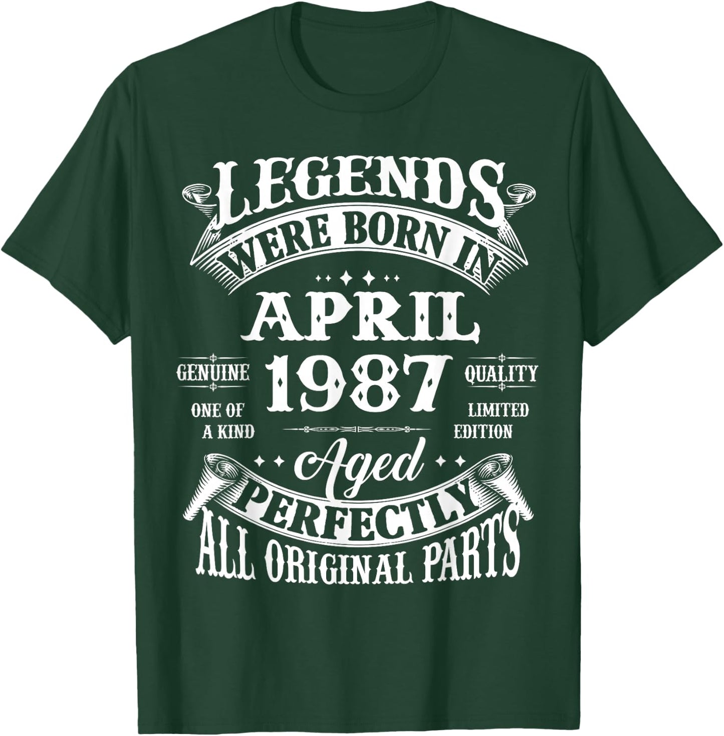 39th Birthday Legends Born In April 1987 39 Years Old T-Shirt - T-Shirt | Forest