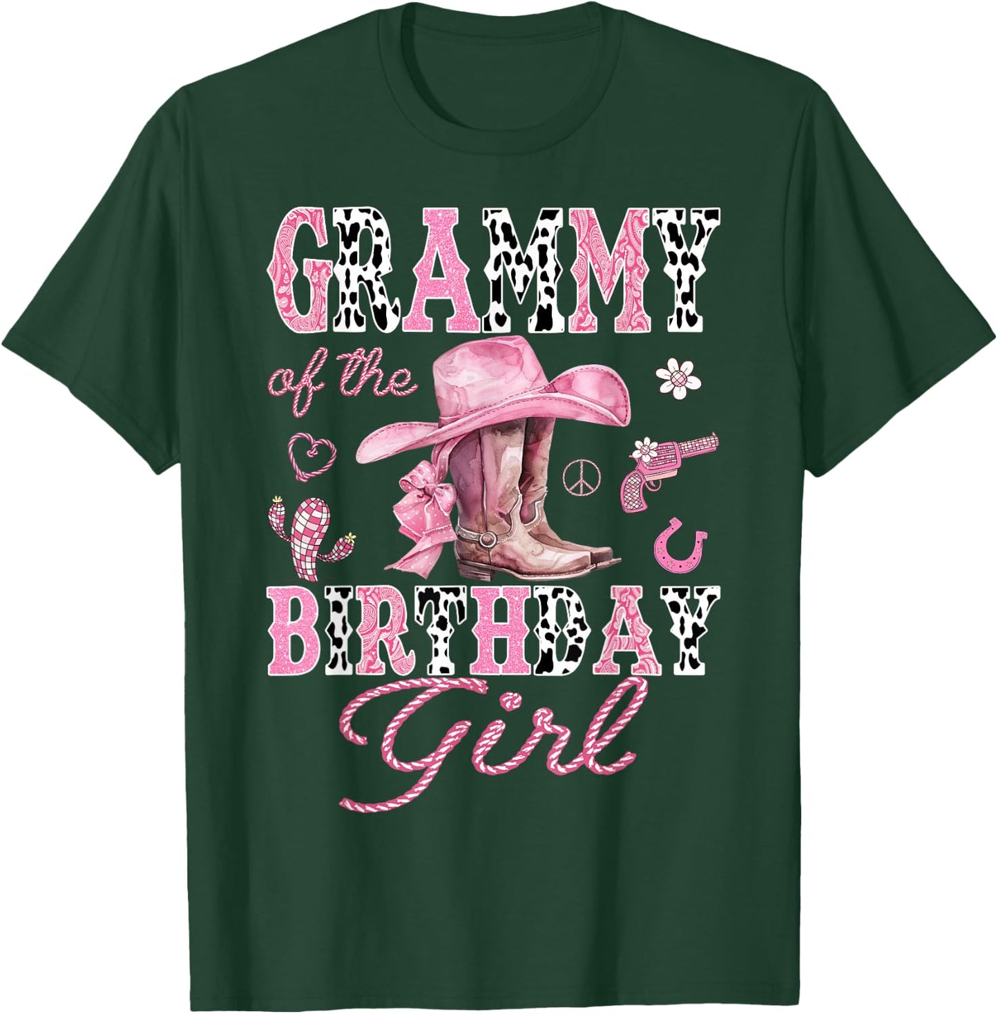 Grammy Of the Birthday Girl Pink CowGirl Western Rodeo T-Shirt - T-Shirt | Forest