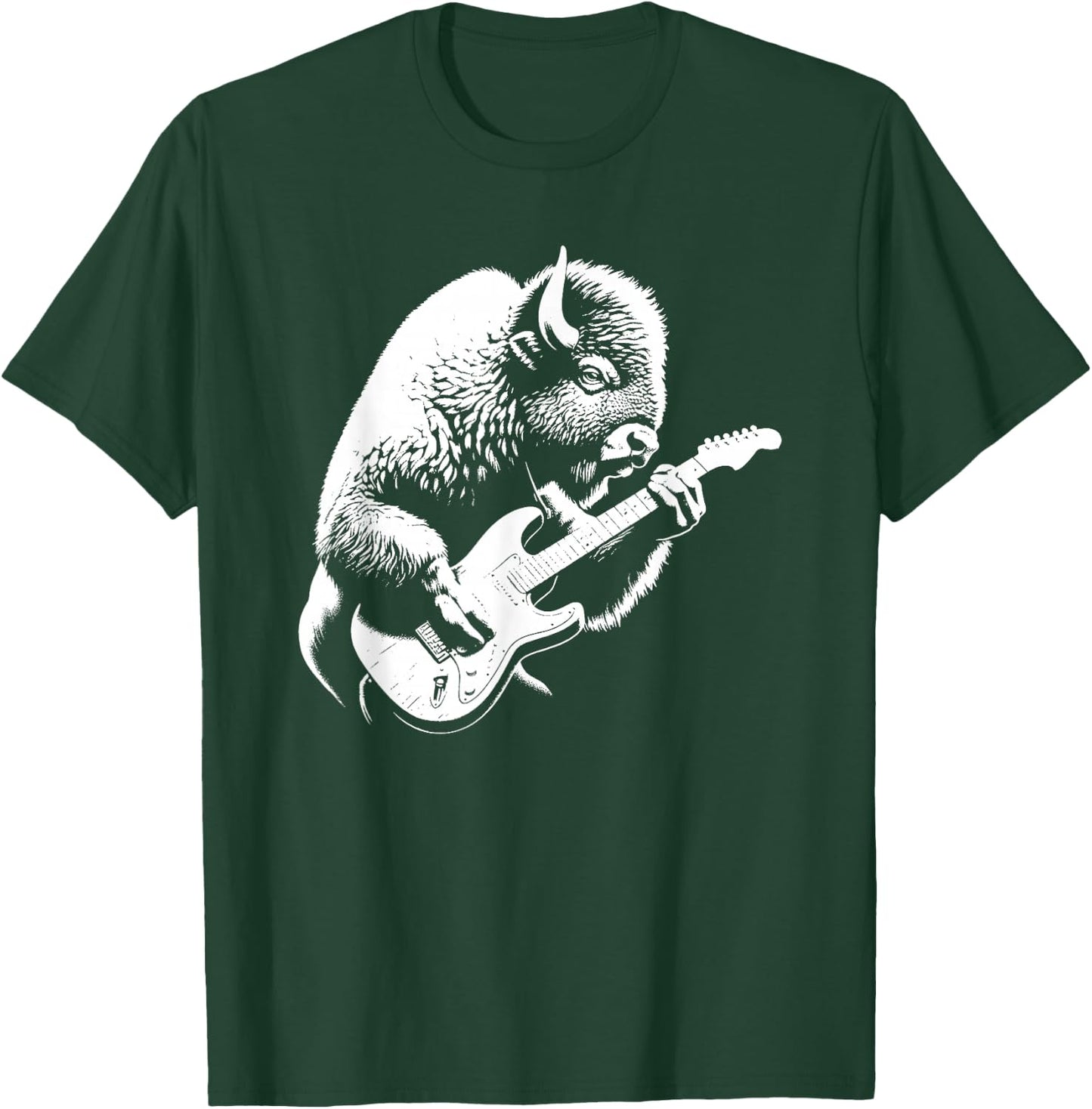 Bison Playing Electric Guitar Rock Star Guitarist T-Shirt - T-Shirt | Forest