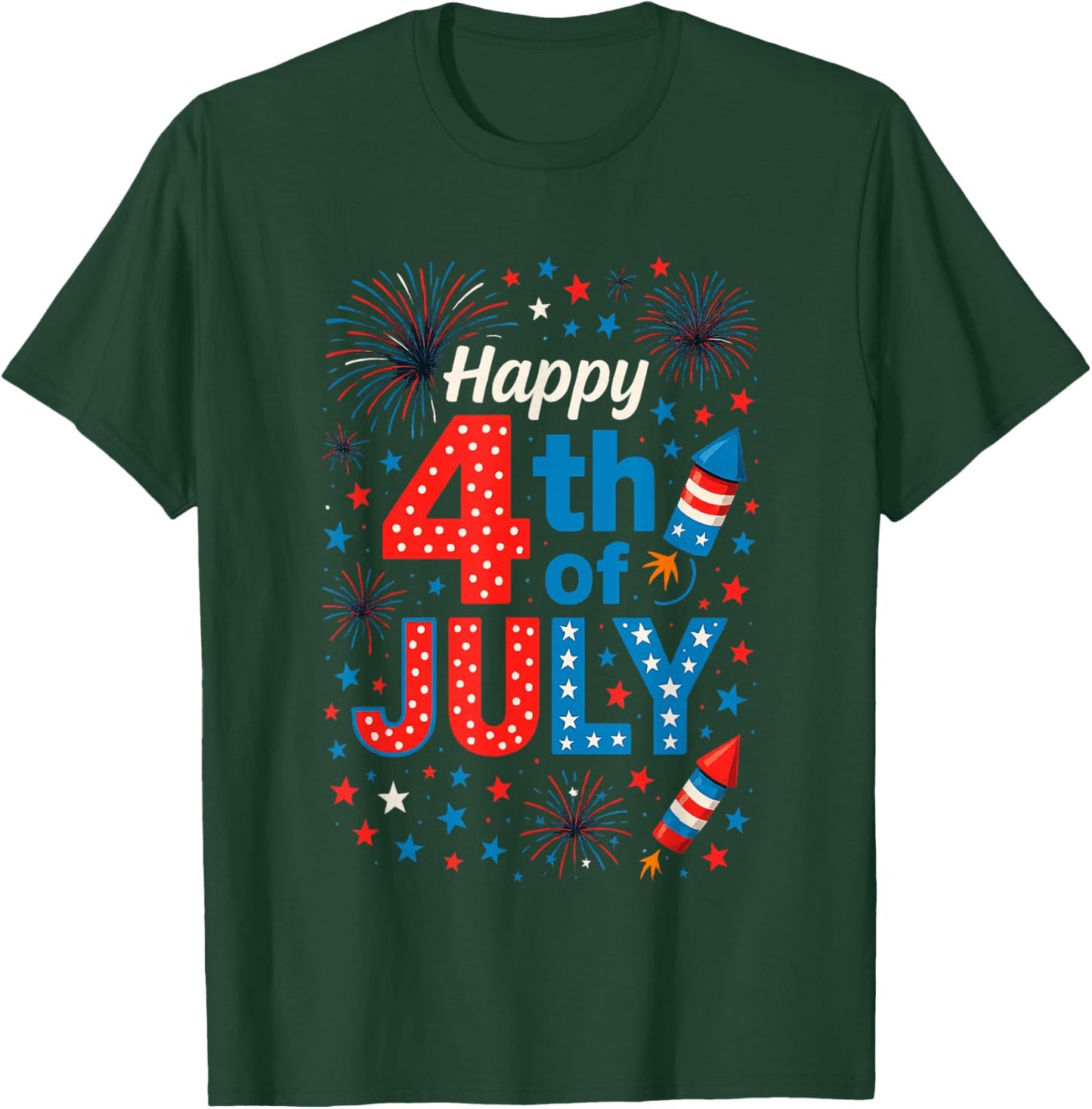 Happy 4th of July Patriotic American Flag USA Men Women Kids T-Shirt - T-Shirt | Forest