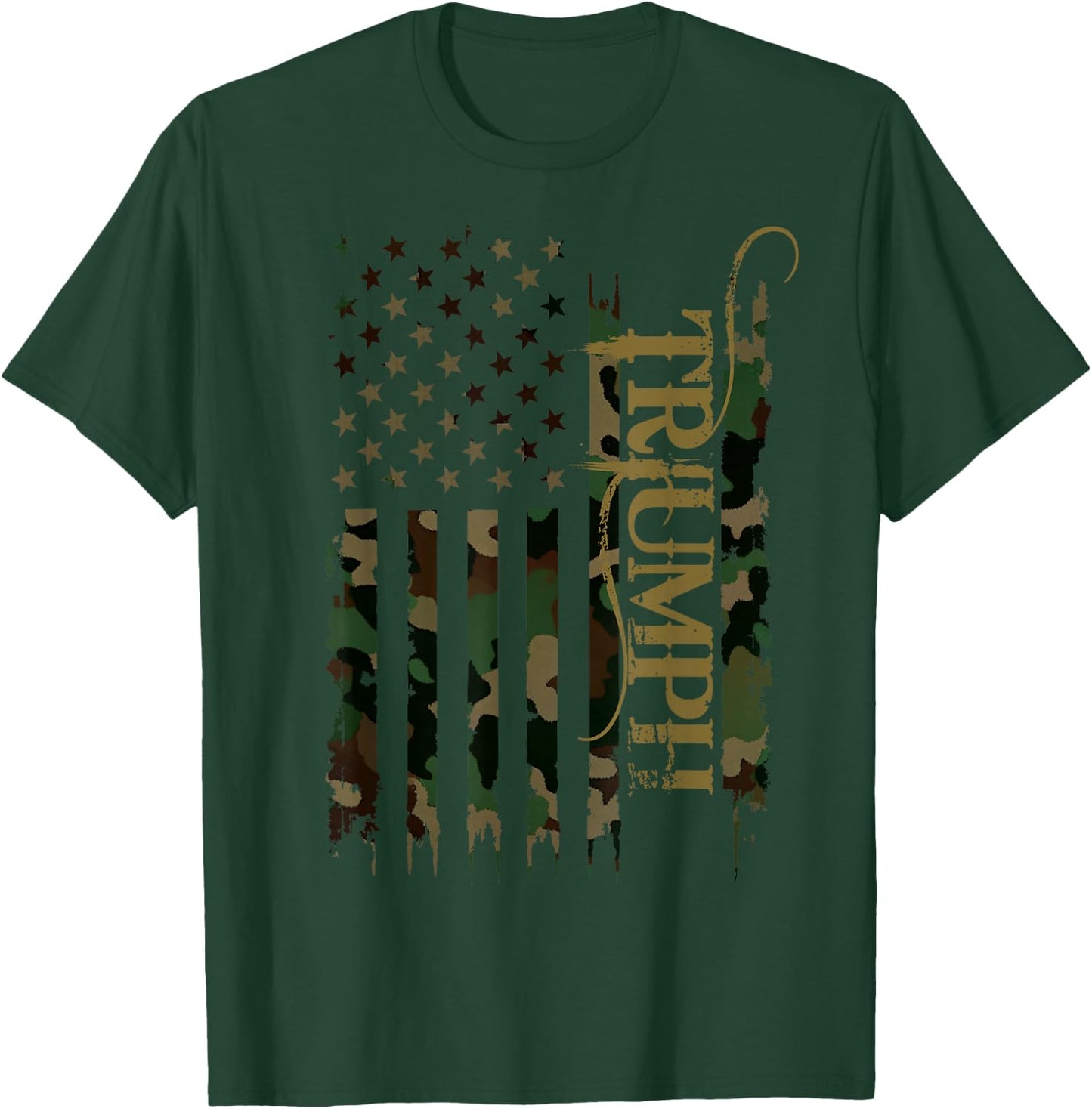 Triumph United States Distressed Camo US Flag , black T-Shirt - T-Shirt | Forest