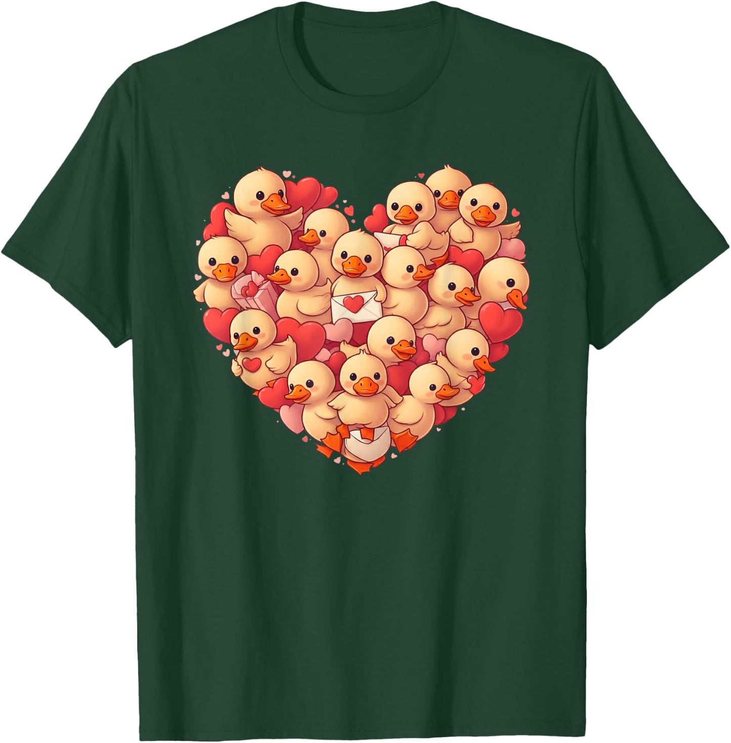 Funny Valentine's Day Duck Heart Shaped Duck , Men and Kids , Black, S T-Shirt - T-Shirt | Forest