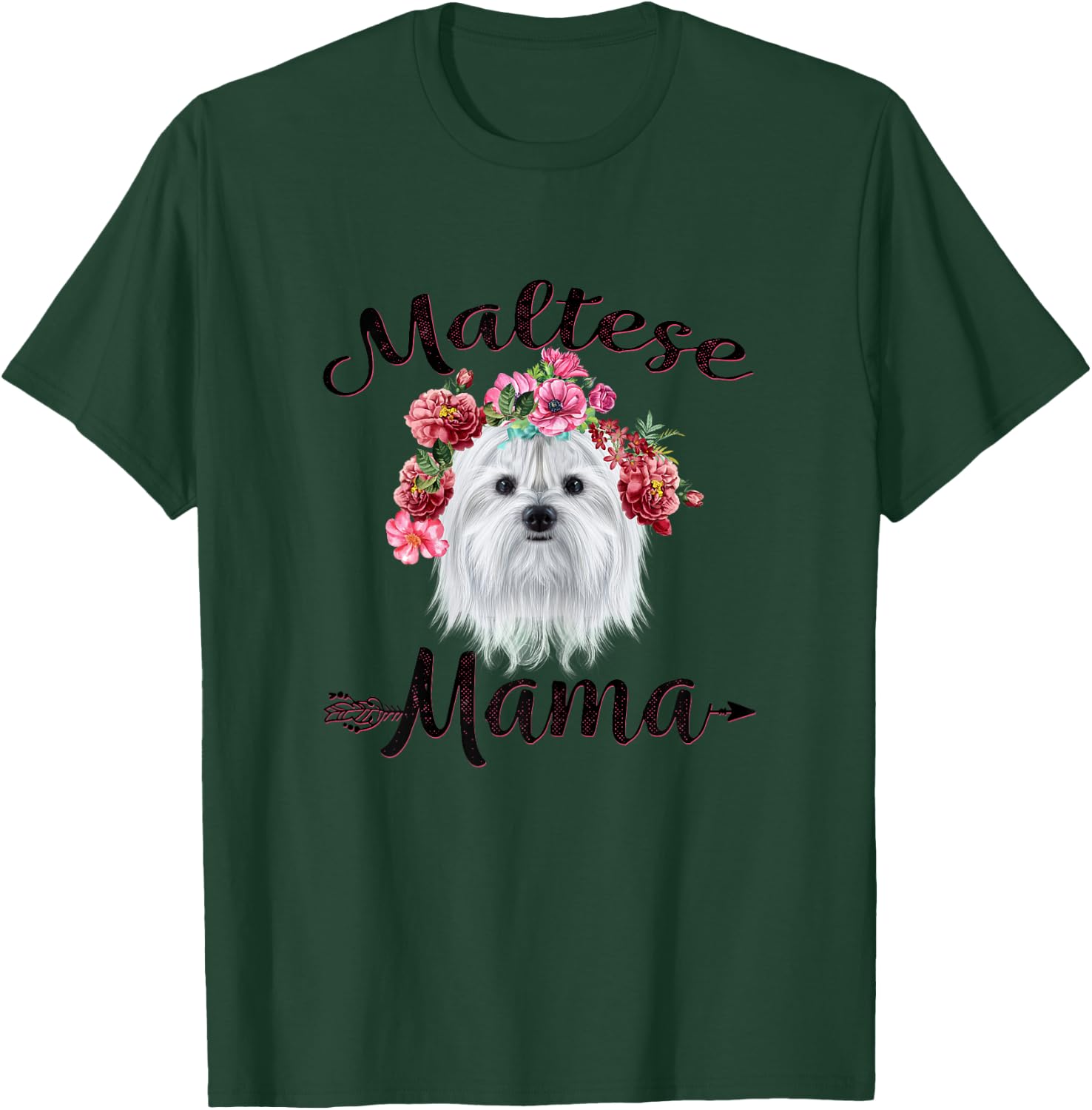 Cute Maltese Mama Flower Dog Lover Mothers Day Women T-Shirt - T-Shirt | Forest
