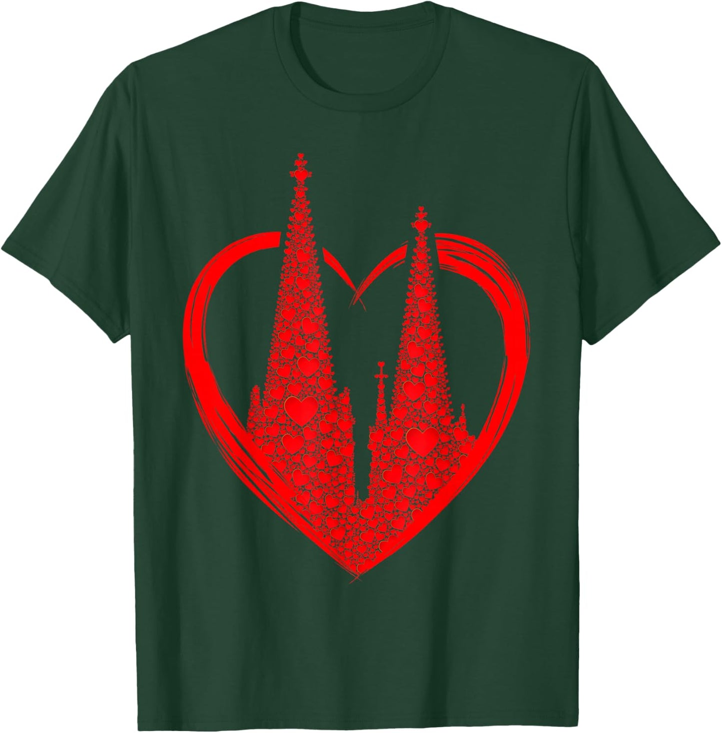 Cologne Cathedral with Heart for Cologne Fans Cologne Hearts Love Cologne , black T-Shirt - T-Shirt | Forest