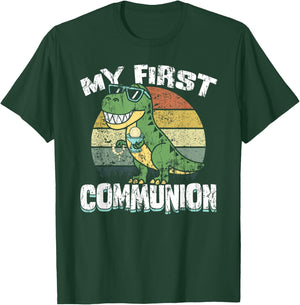 Dinosaur First Communion Christian Boys My First Communion T-Shirt - T-Shirt | Forest