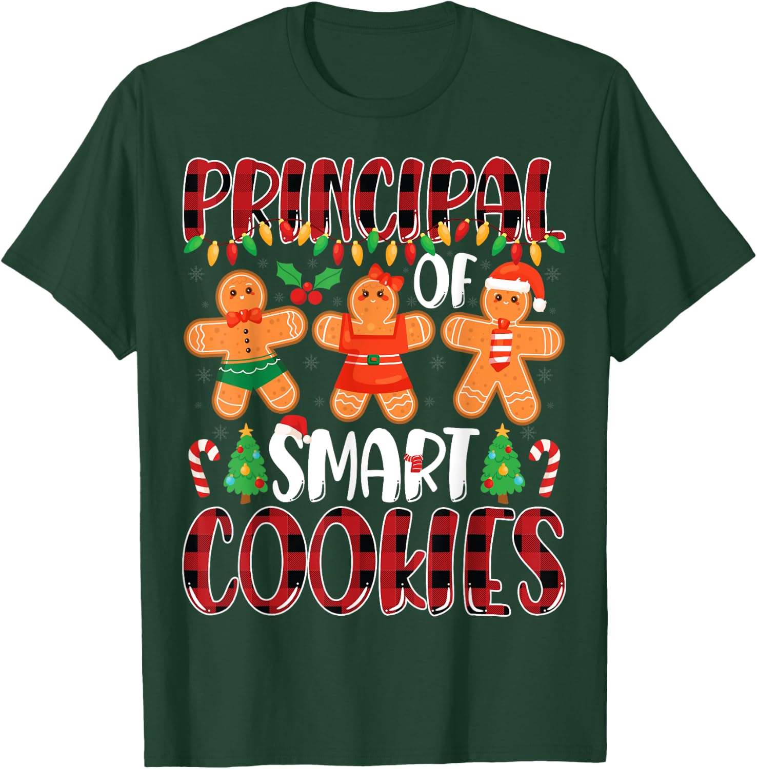 Principal Of Smart Cookies Gingerbread Christmas Principal T-Shirt - T-Shirt | Forest