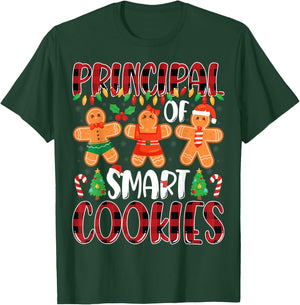 Principal Of Smart Cookies Gingerbread Christmas Principal T-Shirt - T-Shirt | Forest