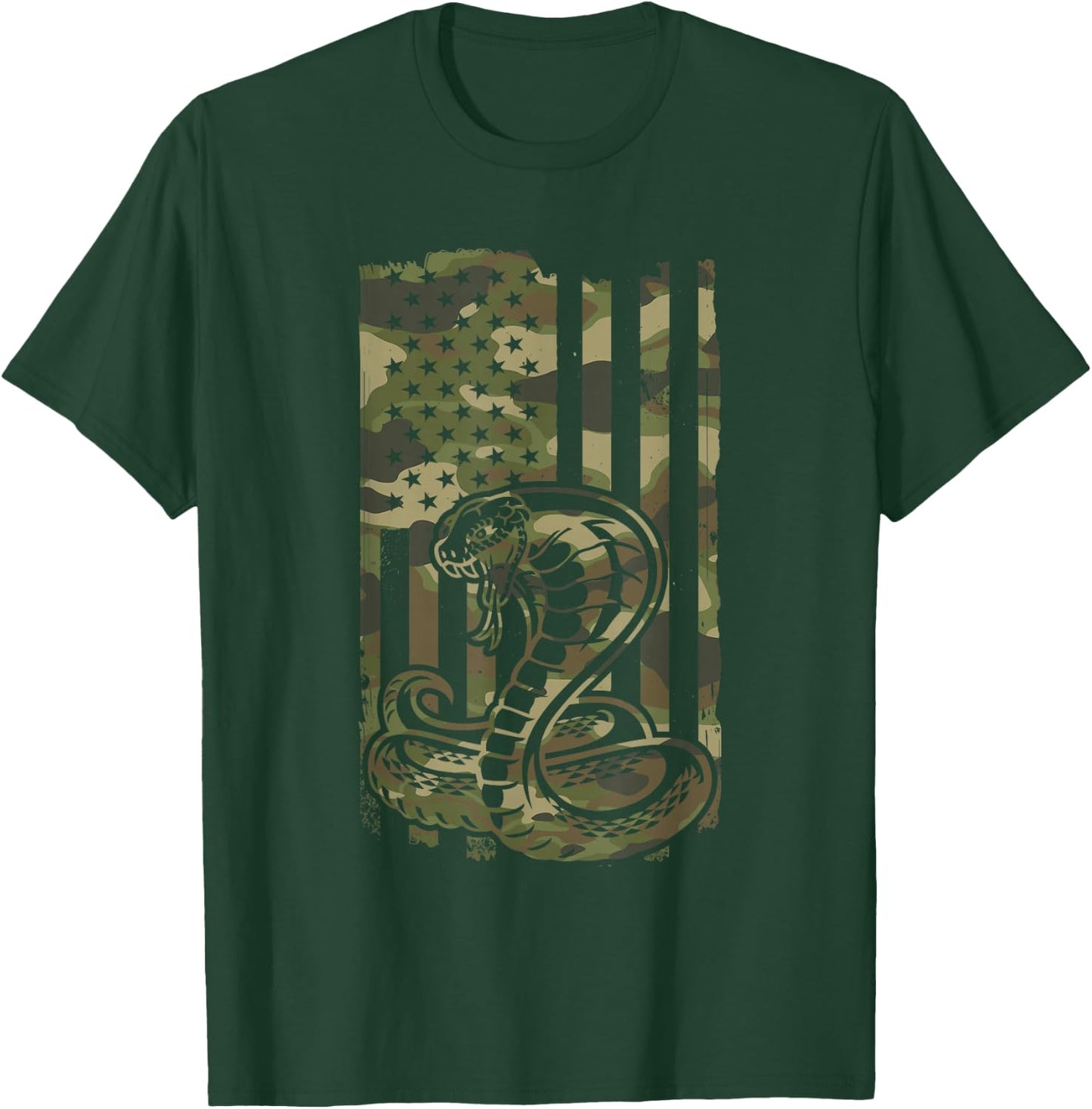 Snake Graphic Design - Python Snake Owner USA Flag 4th July T-Shirt - T-Shirt | Forest