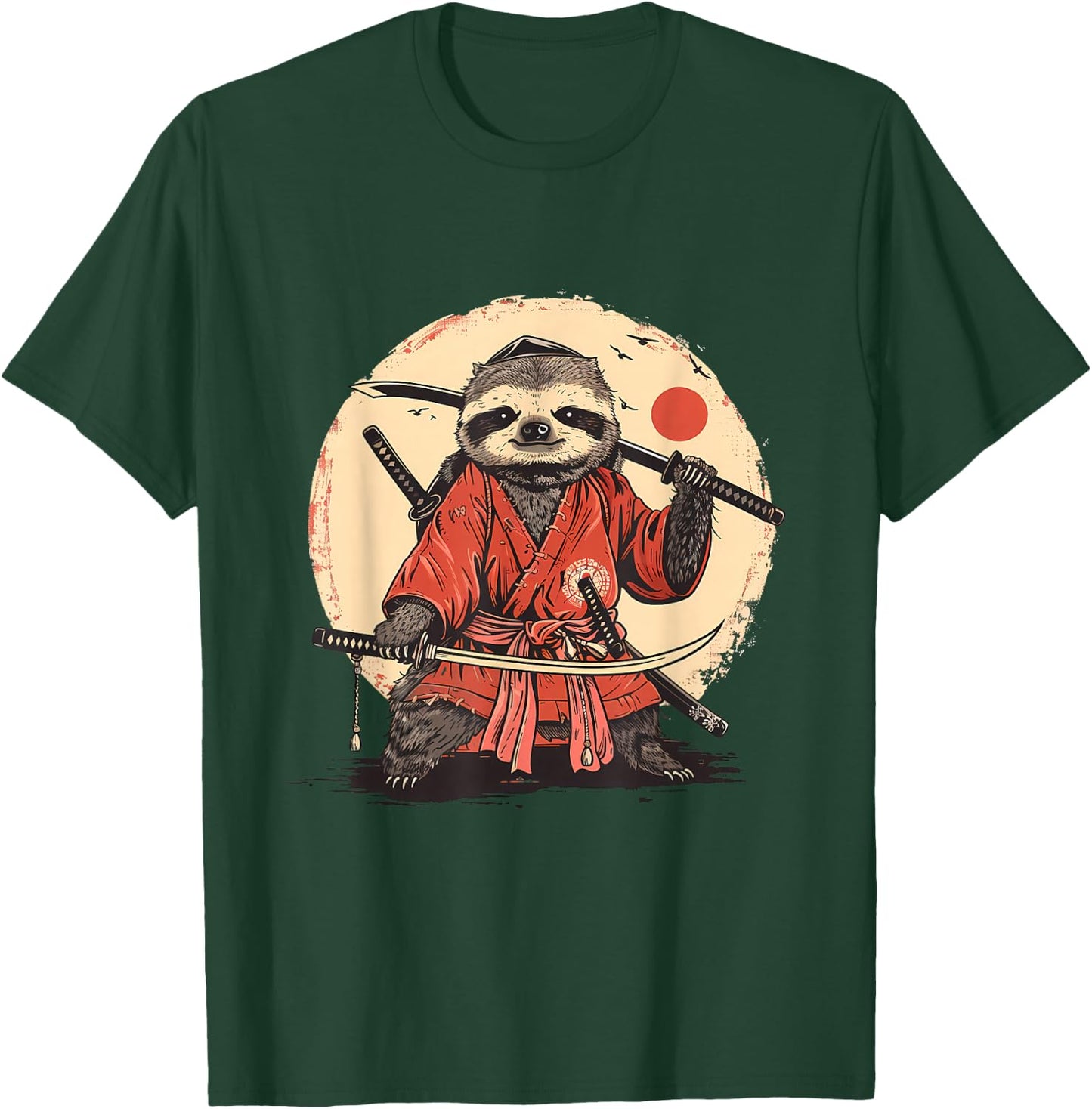 Samurai Sloth Japanese Warrior Japanese Samurai Sloth Anime T-Shirt - T-Shirt | Forest