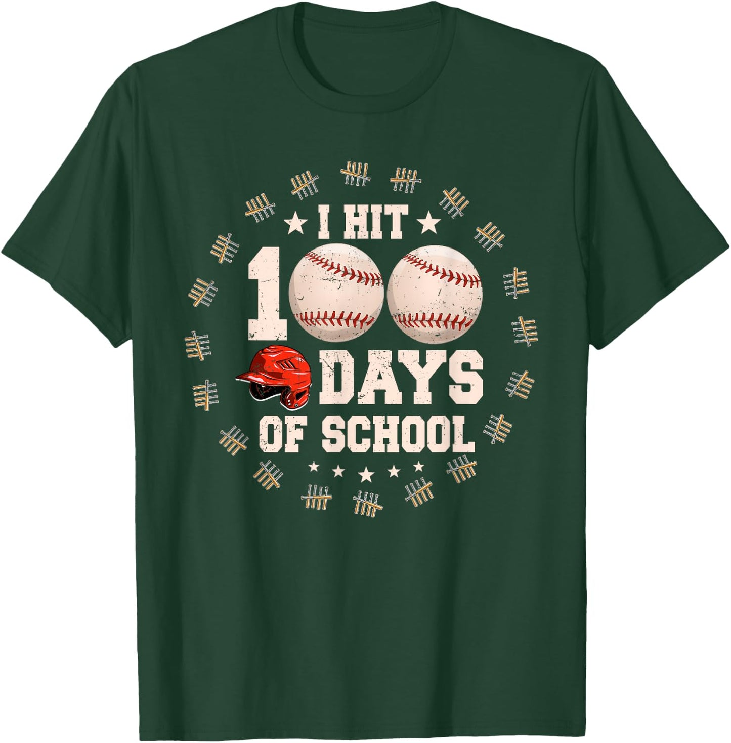 Bat 100th Day Of School T-Shirt - T-Shirt | Forest
