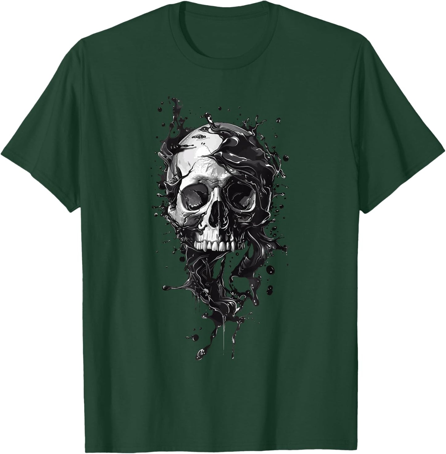 Liquid Skull, Flowy, Modern Rock Fun Black and White , grey, S T-Shirt - T-Shirt | Forest