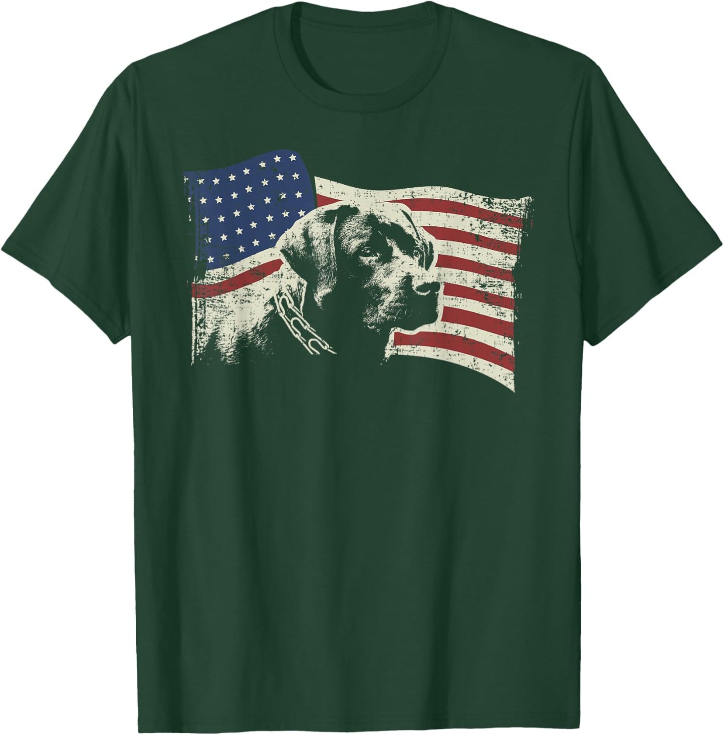 Patriotic USA Flag Black Labrador Gift Lab Owners T-Shirt - T-Shirt | Forest