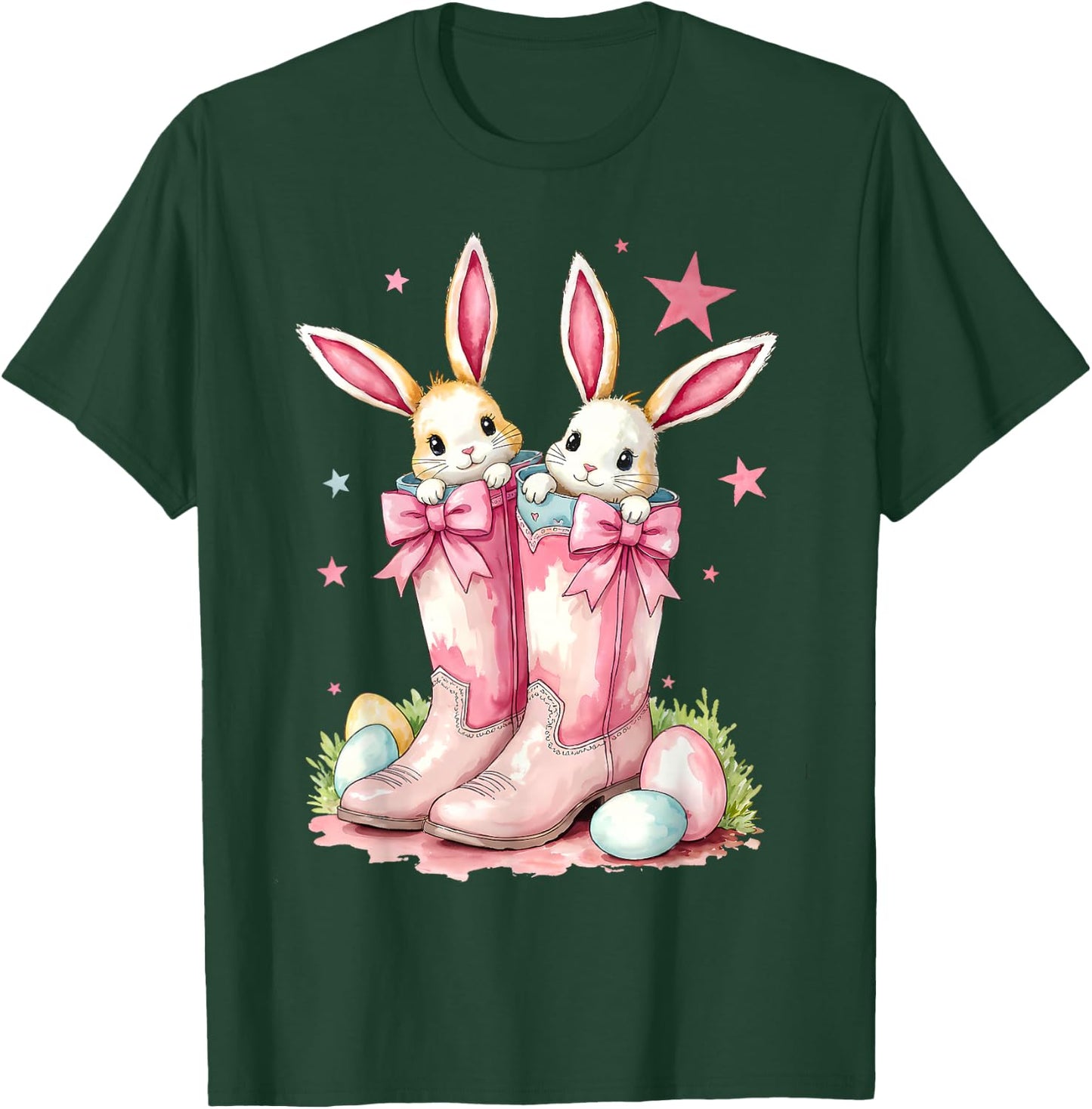 Howdy Easter Western Easter Bunny Cowboy Boots T-Shirt - T-Shirt | Forest
