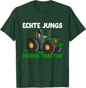Children's with German Text "Echte Jungs fahren" ("Echte Boys"), black, s T-Shirt - T-Shirt | Forest