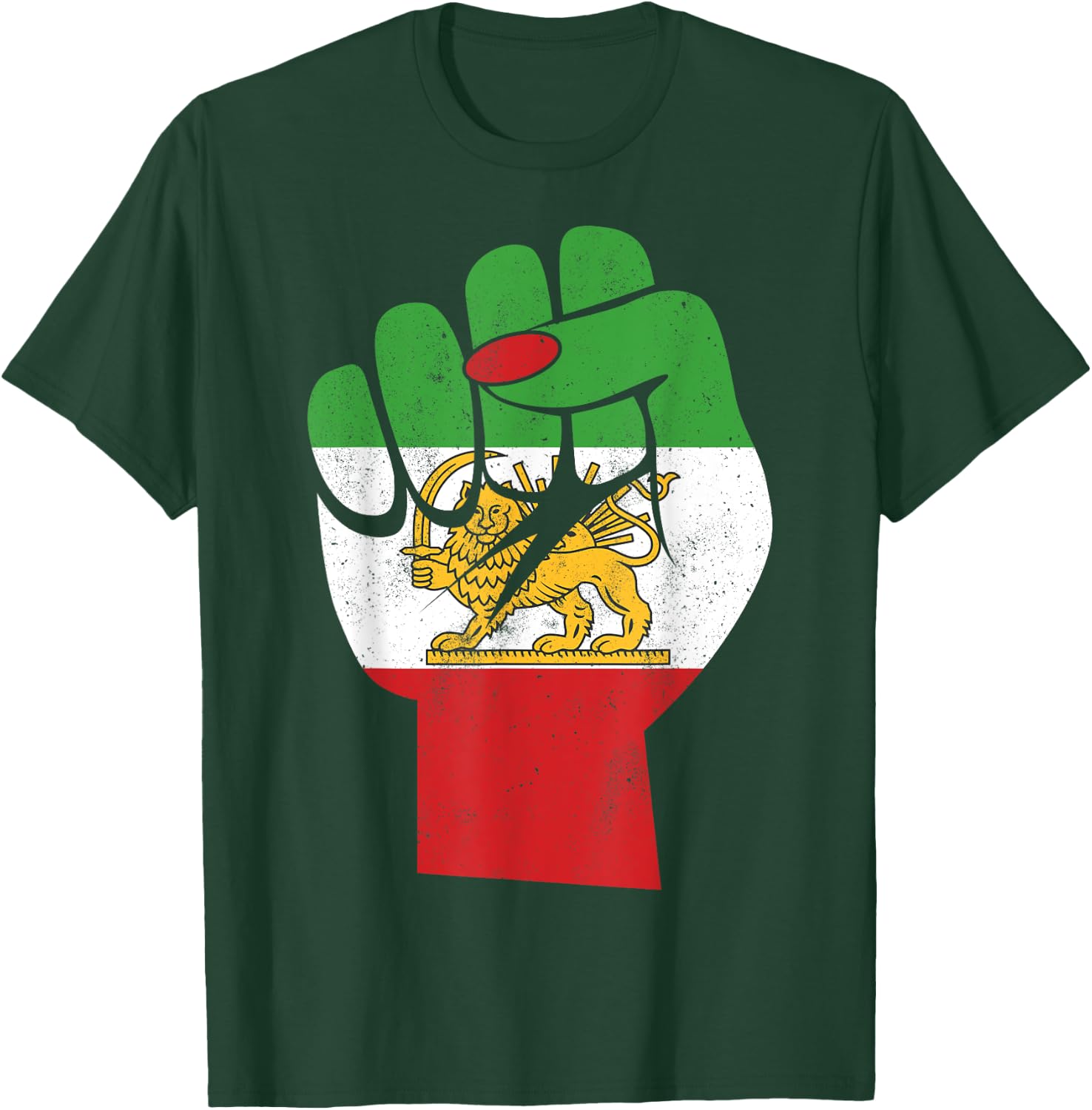 Iranian Flag Female Fist Support Women of Iran LION SUN FLAG T-Shirt - T-Shirt | Forest