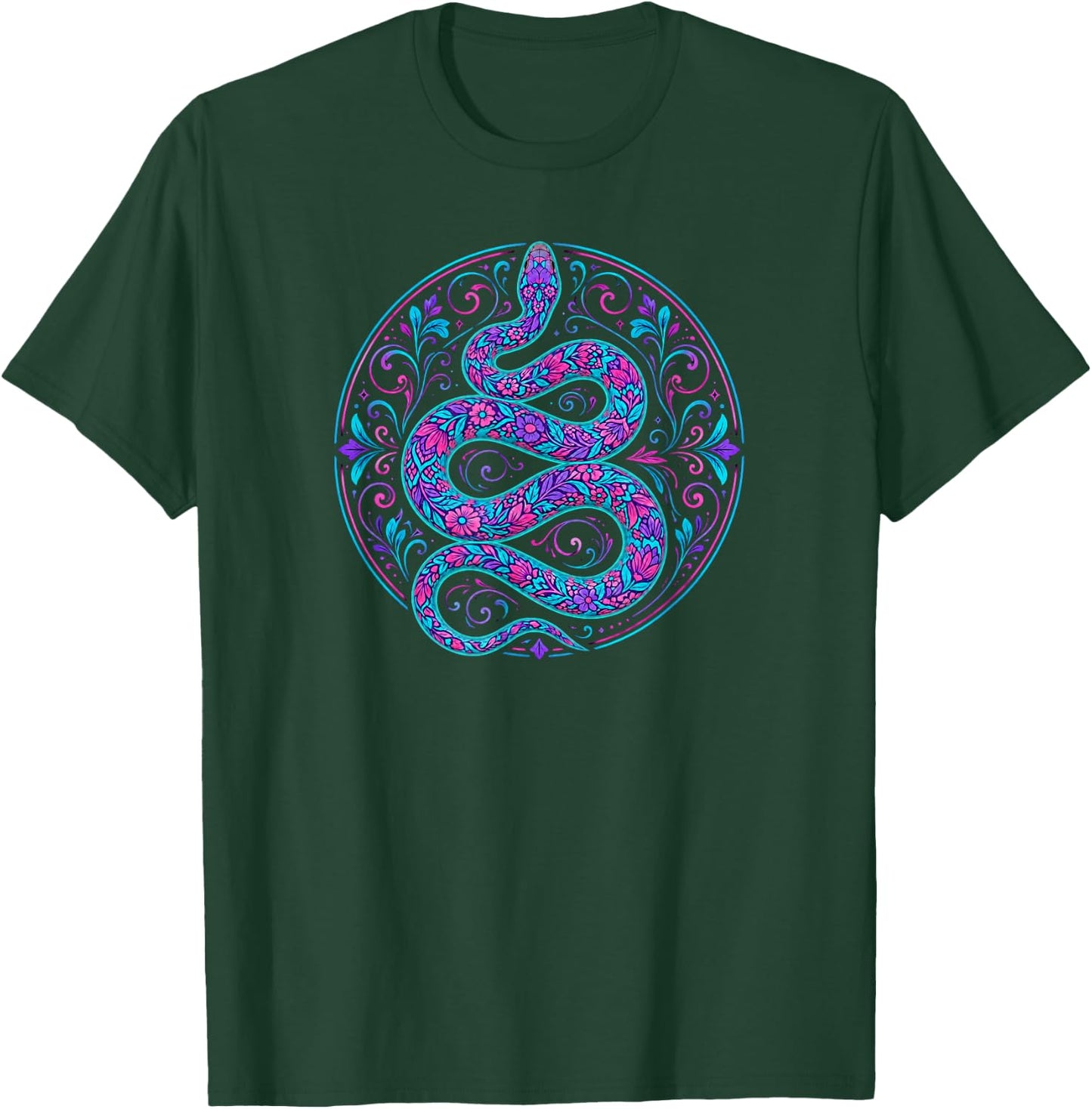 Colorful Floral Snake Flowers Feminine Women Girls Kids T-Shirt - T-Shirt | Forest