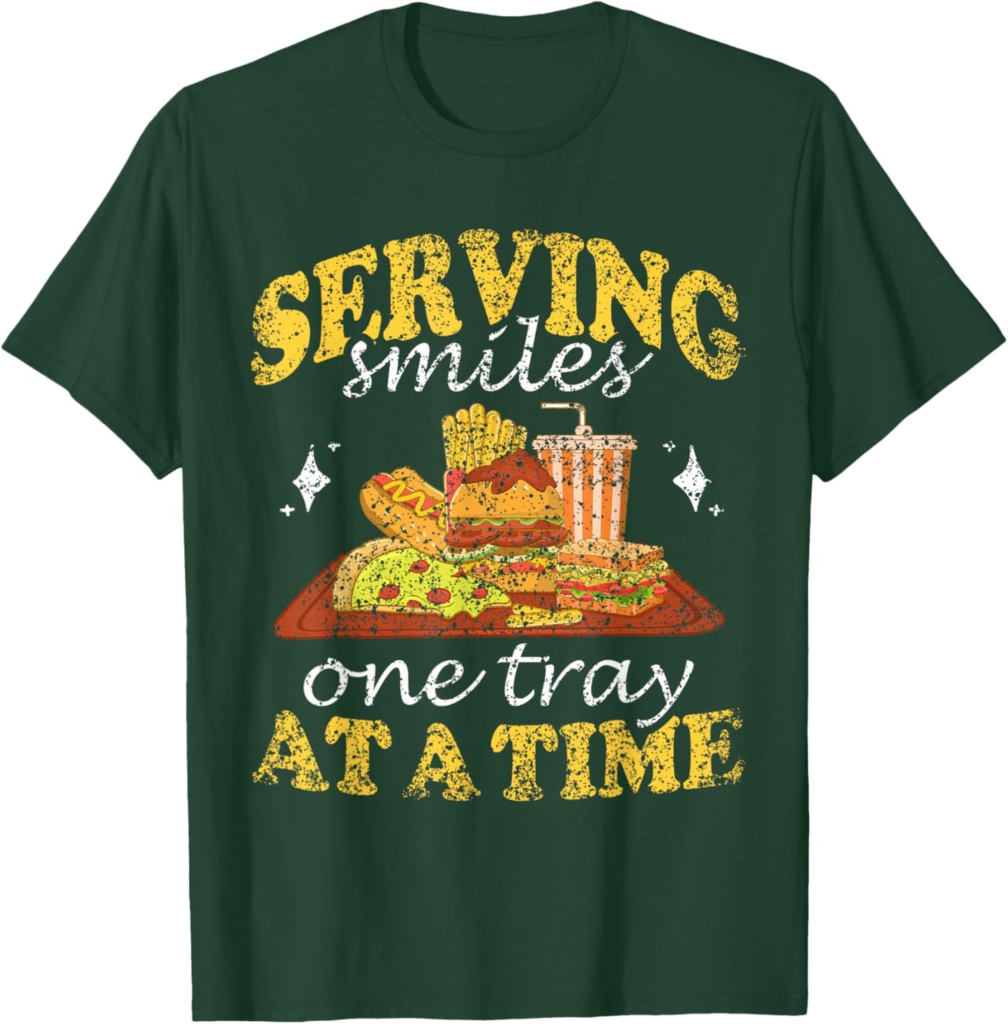 Serving Smiles One Tray At A Time Ladies Cafeteria Worker T-Shirt - T-Shirt | Forest