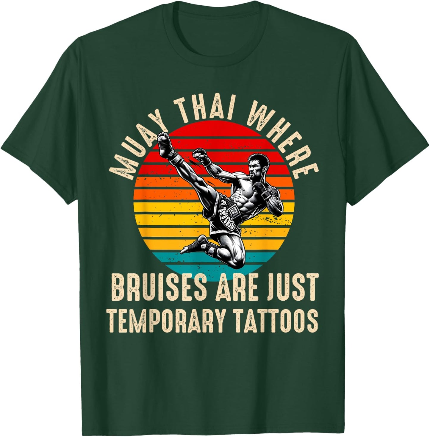 Muay Thai Fighter Dad Boys Thai Kickboxing Fighting T-Shirt - T-Shirt | Forest