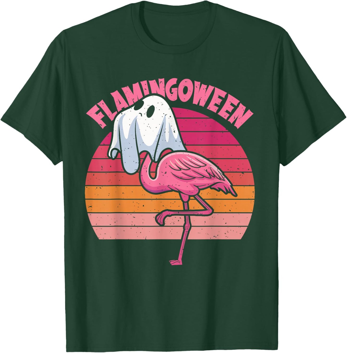 Happy Flamingoween Pink Flamingo Halloween Skeleton Spooky T-Shirt - T-Shirt | Forest