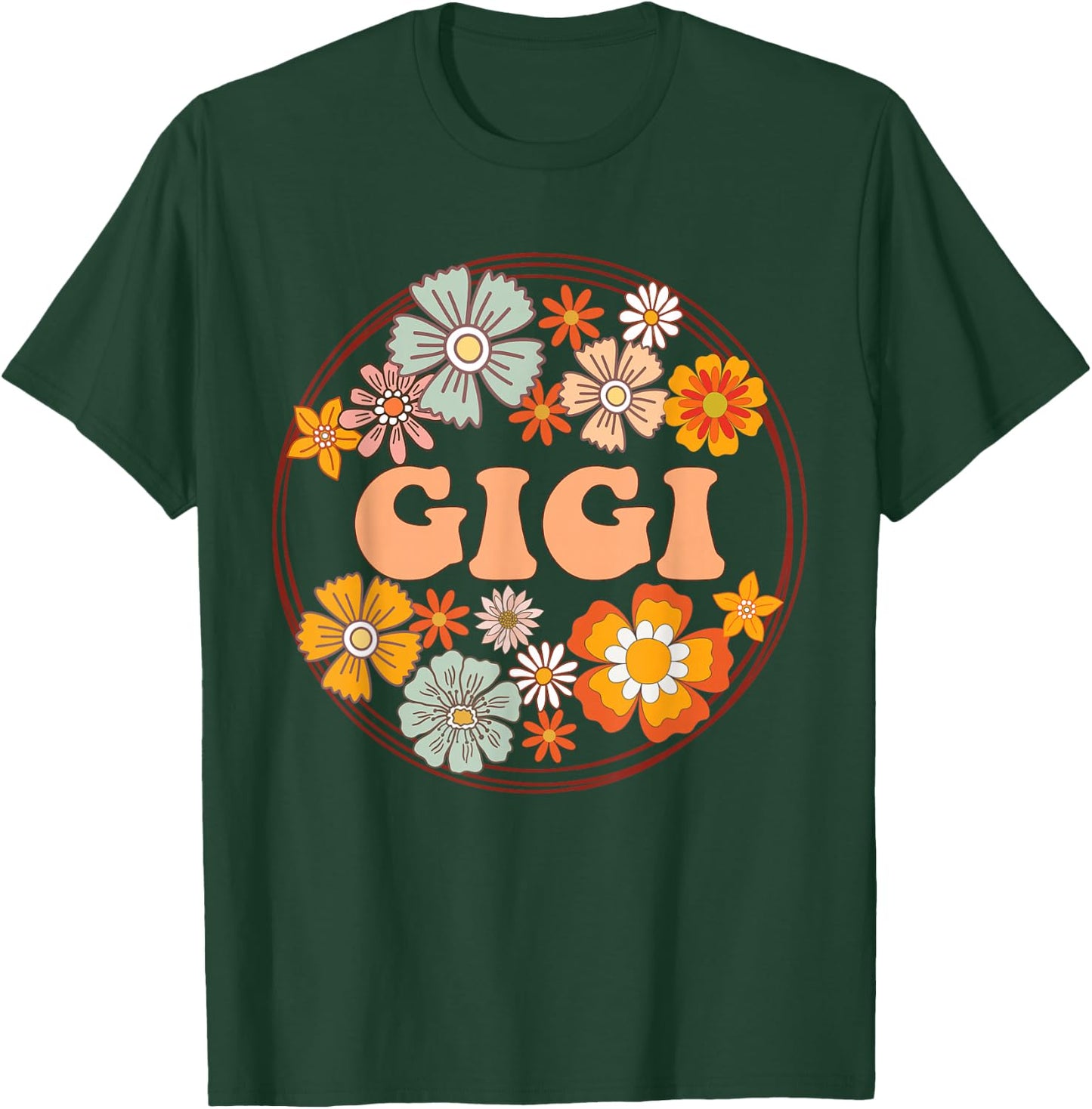 Groovy Gigi Retro Flowers Women Mother's Day Grandma T-Shirt - T-Shirt | Forest