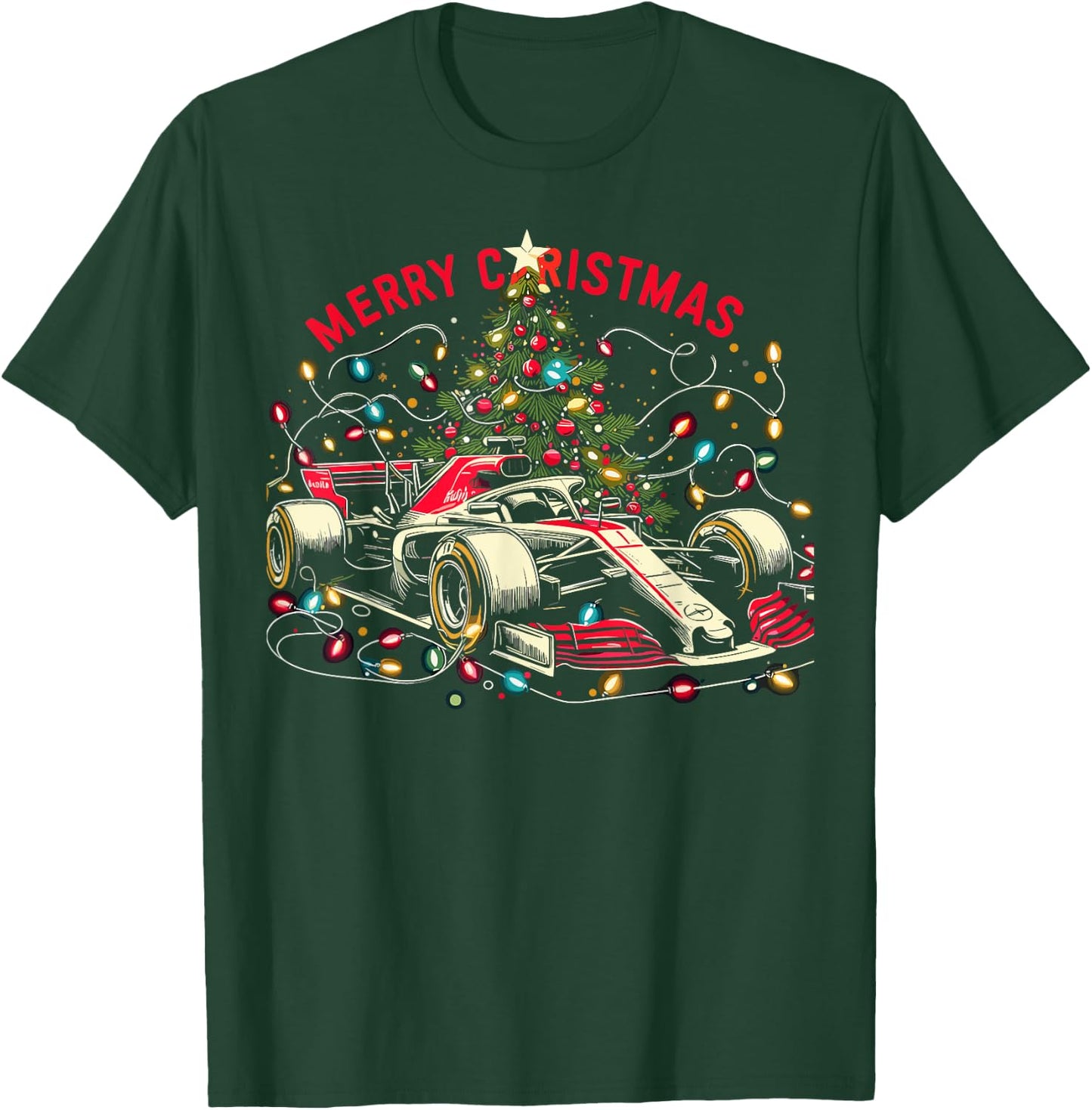 Car Race Christmas Pajamas - Santa Race Car Pjs T-Shirt - T-Shirt | Forest