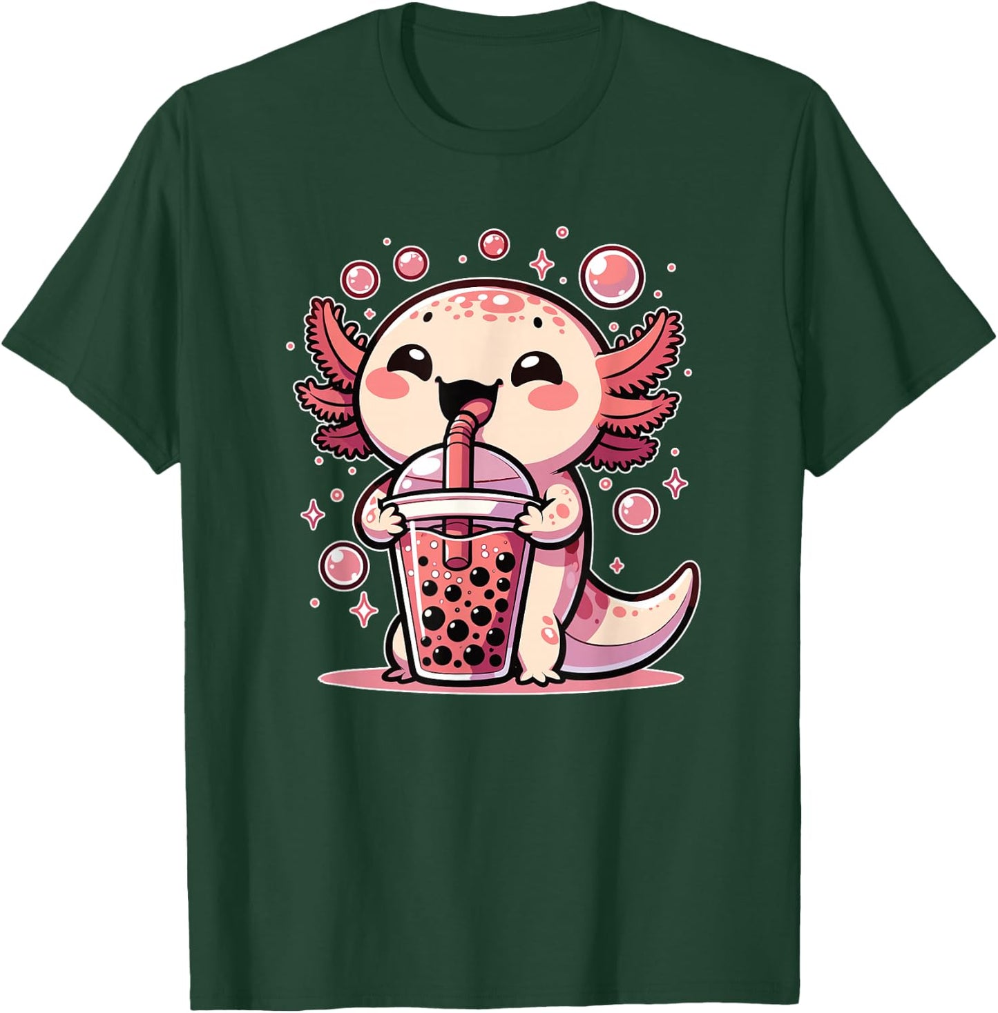 Kawaii Axolotls Bubble Tea Boba Axolotl T-Shirt - T-Shirt | Forest