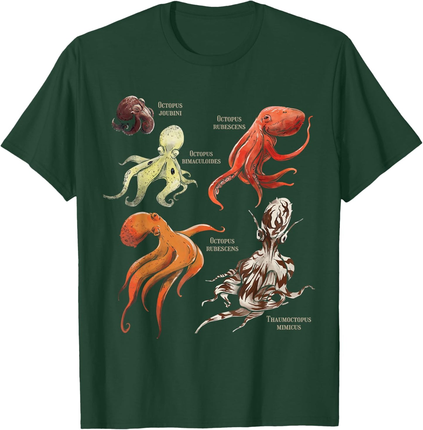 Marine Biology Different Types of Octopodes T-Shirt - T-Shirt | Forest