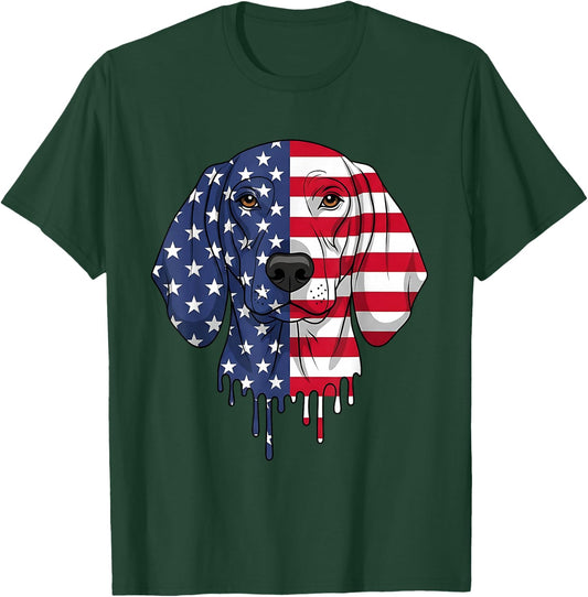4th of July Bluetick Coonhound Dog American Flag Patriotic T-Shirt - T-Shirt | Forest
